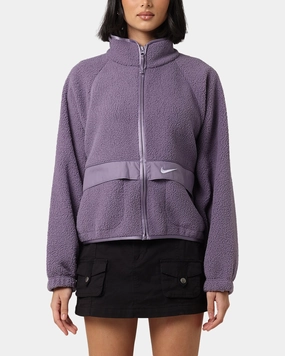 Nike Women's Sportswear Sherpa Jacket Daybreak/Oxygen Purple Connect Hairspray