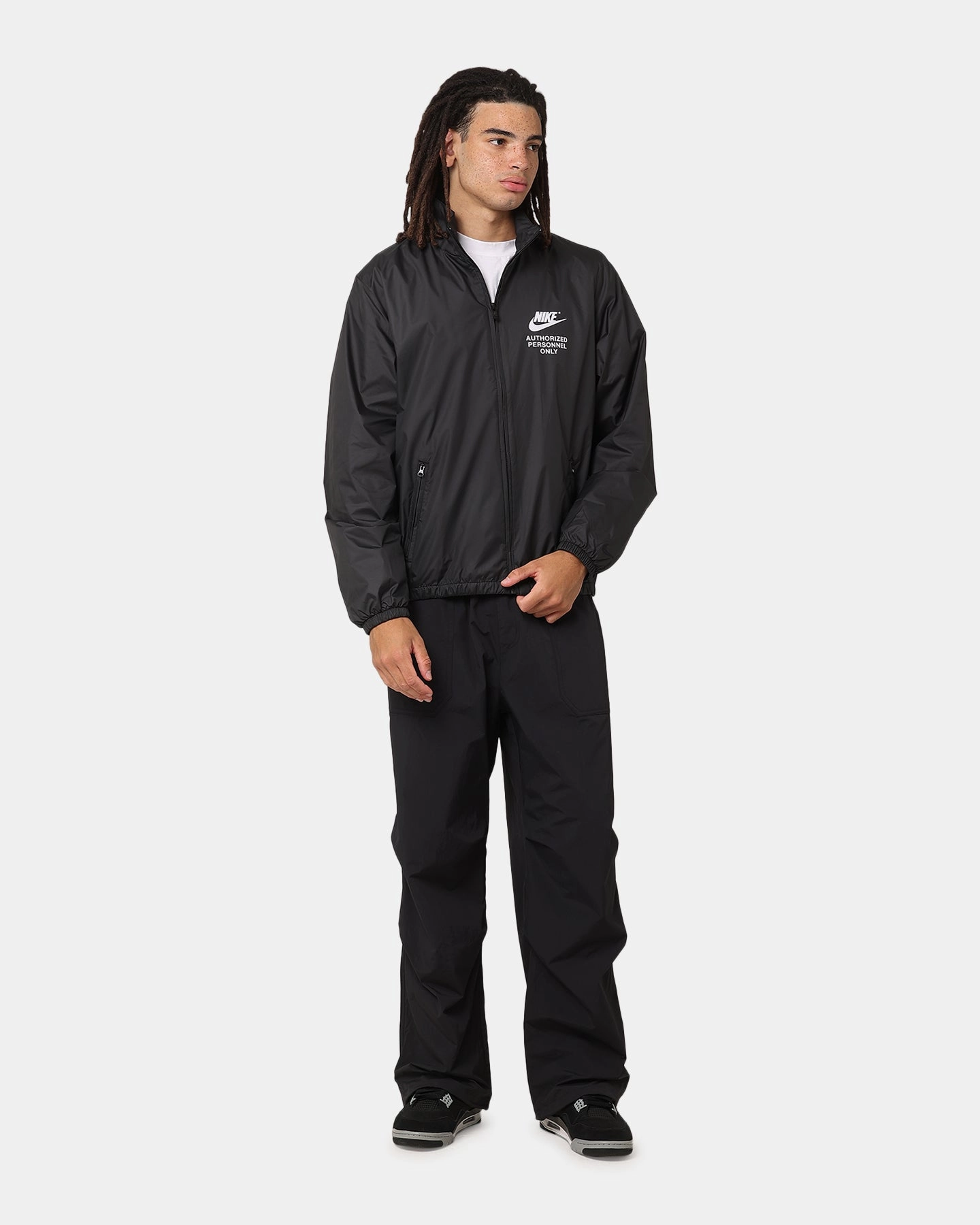 Secure Storage Compartments Windproof Closure Nike Woven Full Zip Jacket Black/Black