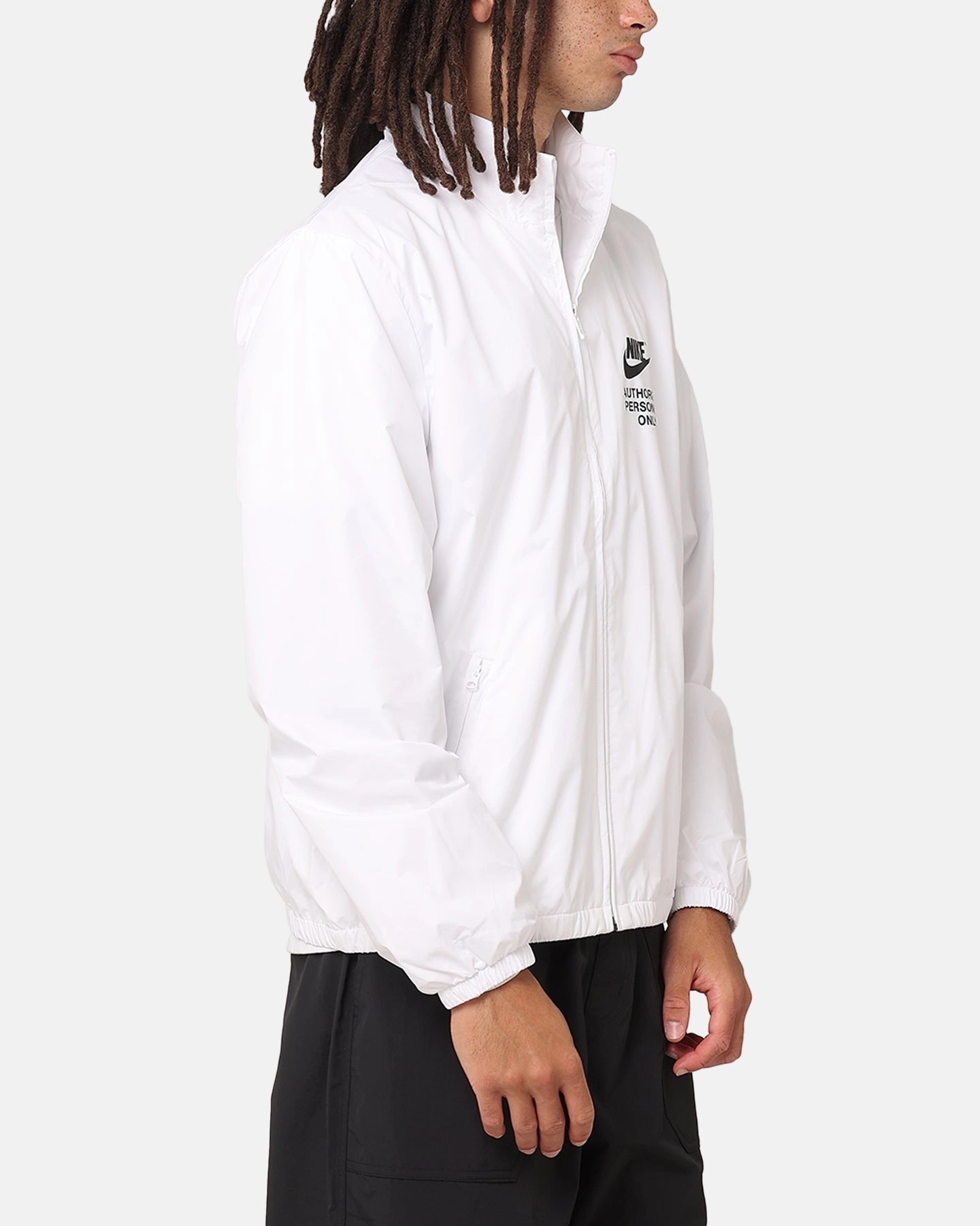Nike Woven Full Zip Jacket White/White/Black Chain Faux Fur