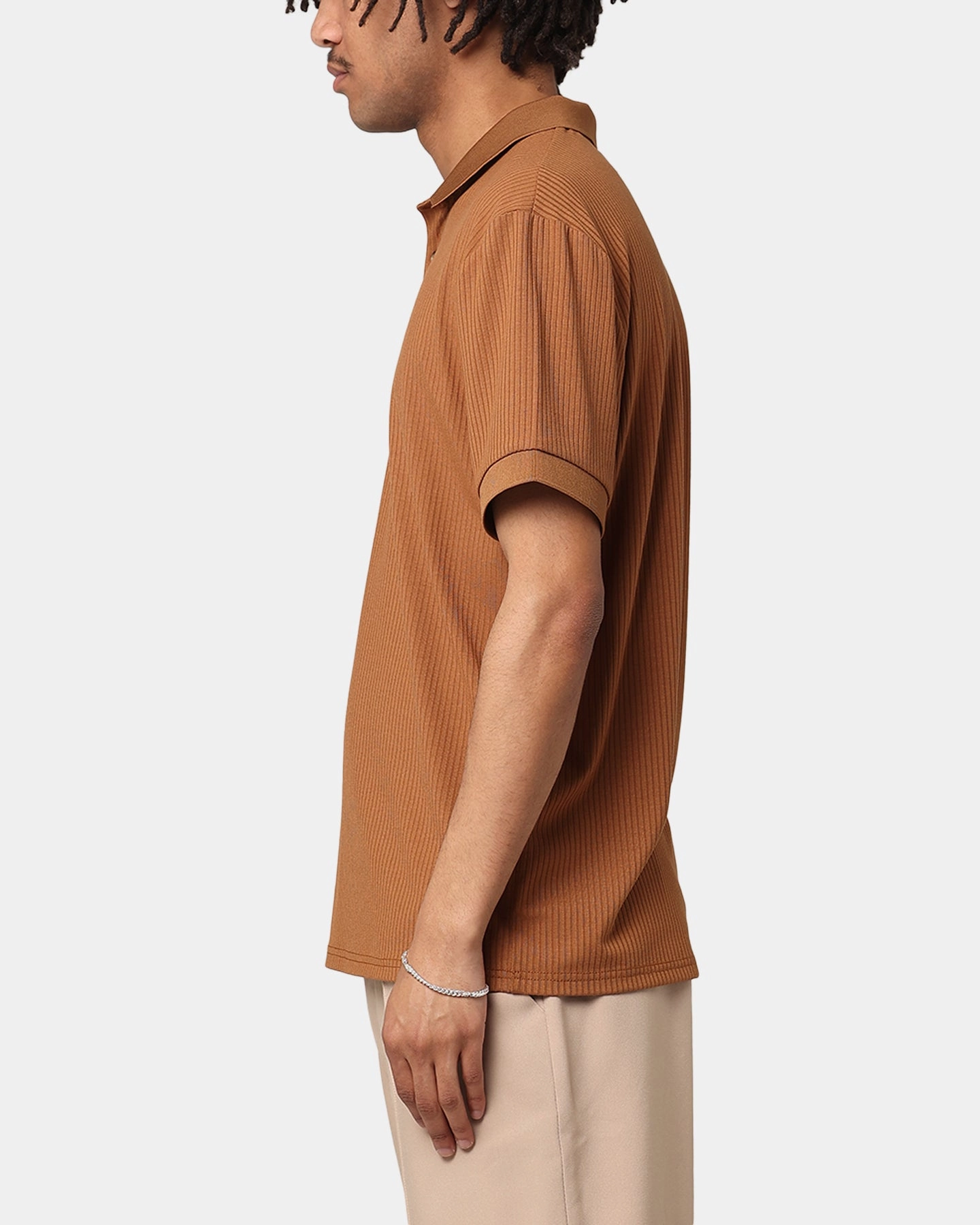 XXIII Luis Rib Polo Shirt Brown FadeResistant Dye