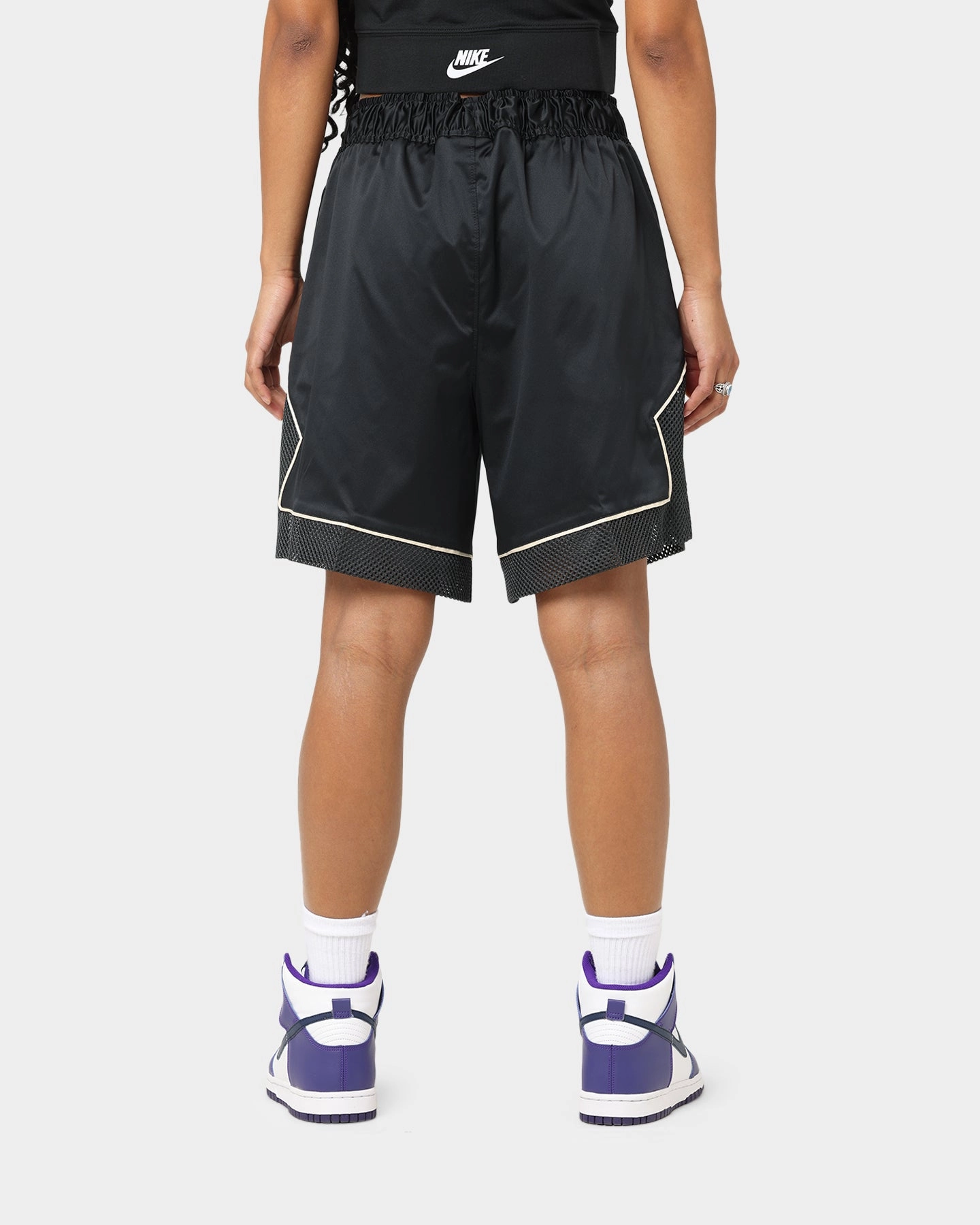 Cooling Mesh Lining Jordan Women's Essential Diamond Shorts Black/Dark Smoke Grey/Sanddrift