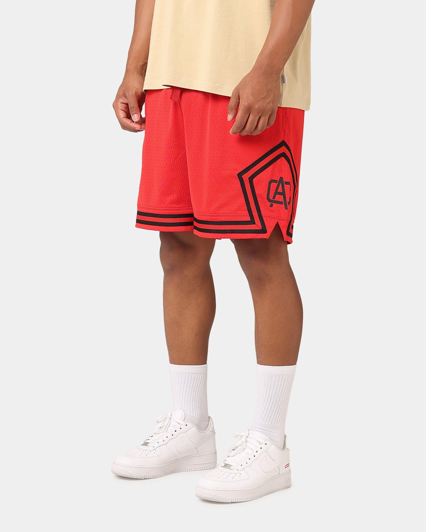Carre Fold Mesh Basketball Shorts Red/Black Warm Season Trendy Fit