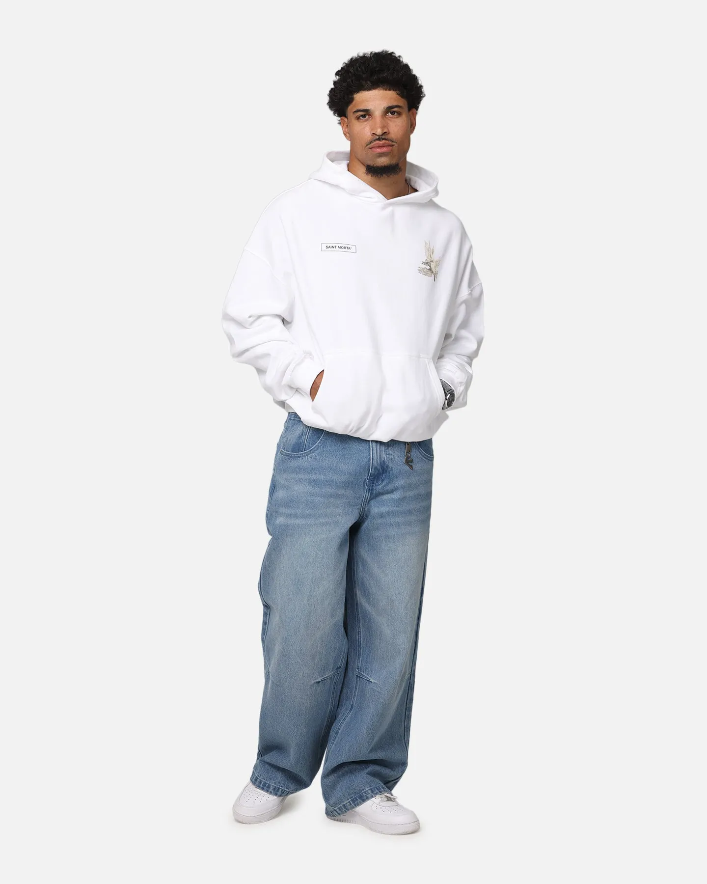 Saint Morta Doves Vintage Hoodie White Articulated Sleeves Layer Ready