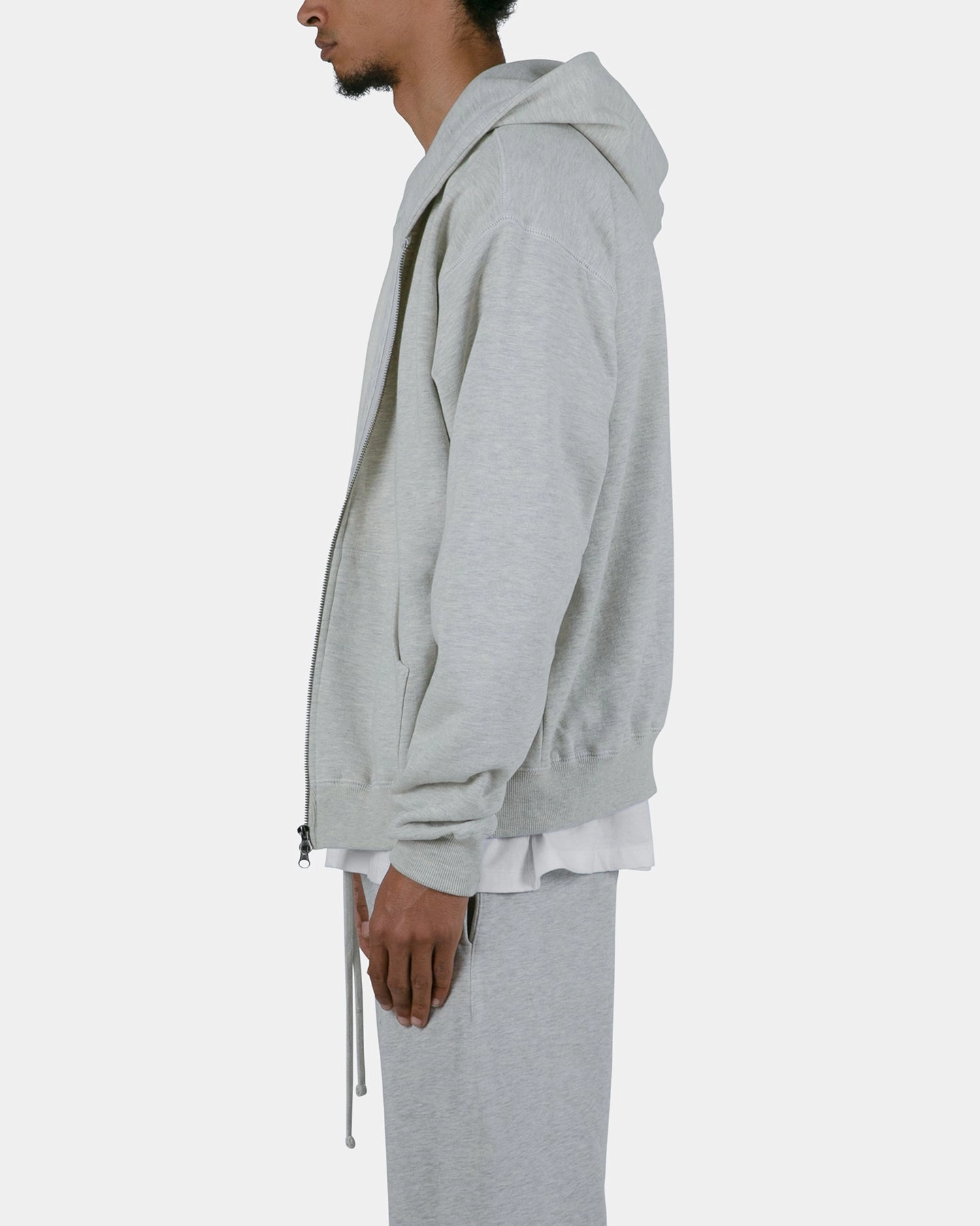 Round-neck MNML Basic Zip Up Hoodie Grey