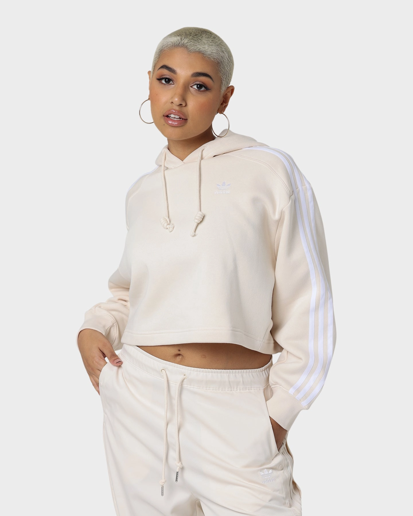 Adidas Women's Short Hoodie Wonder White Closet Waterproof Outer Layer