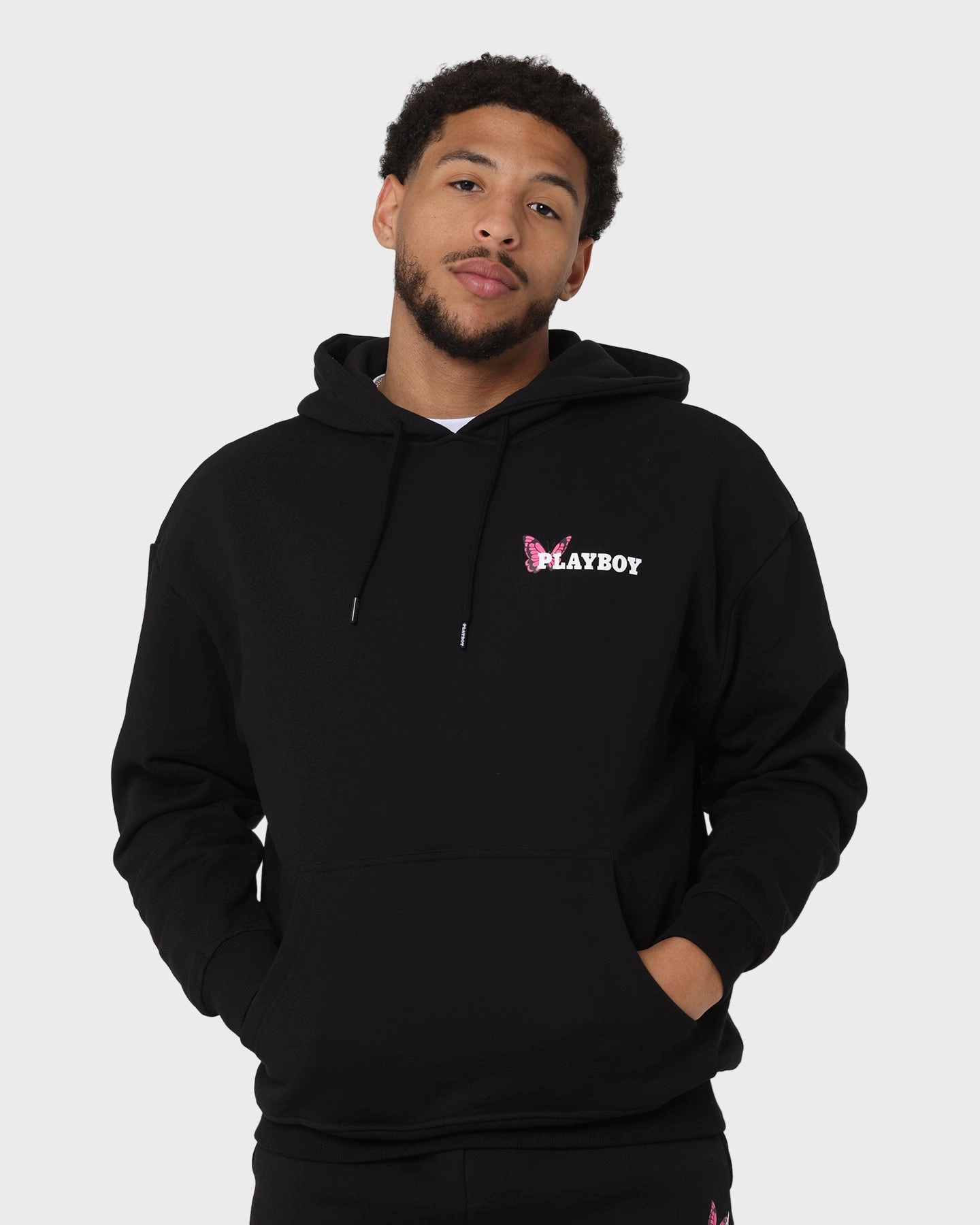Playboy Playboy Butterfly Original Fit Hoodie Black Magenta High Density Weave suitable for winter sports