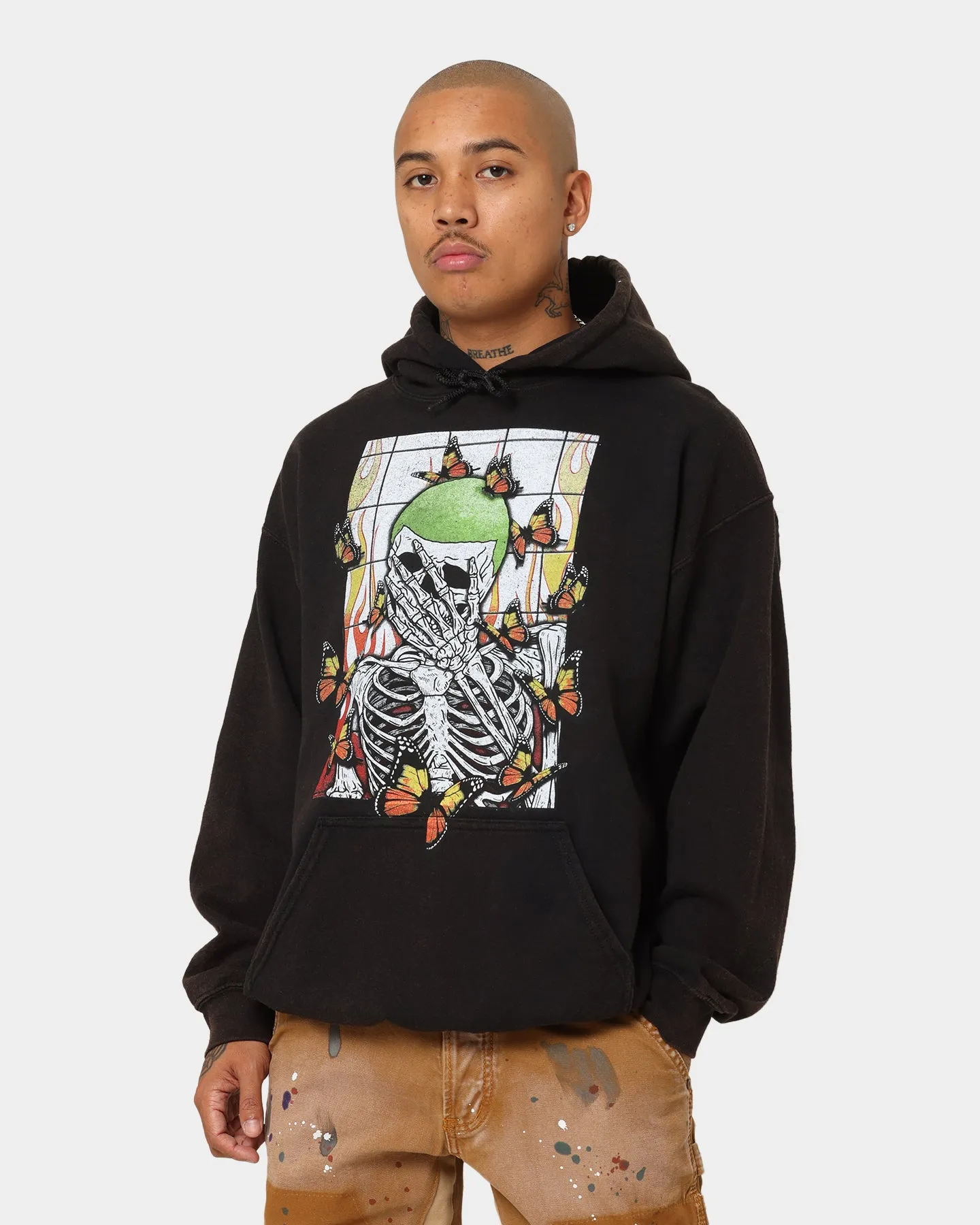 Goat Crew Green Skeleton Hoodie Black Wash Occasion