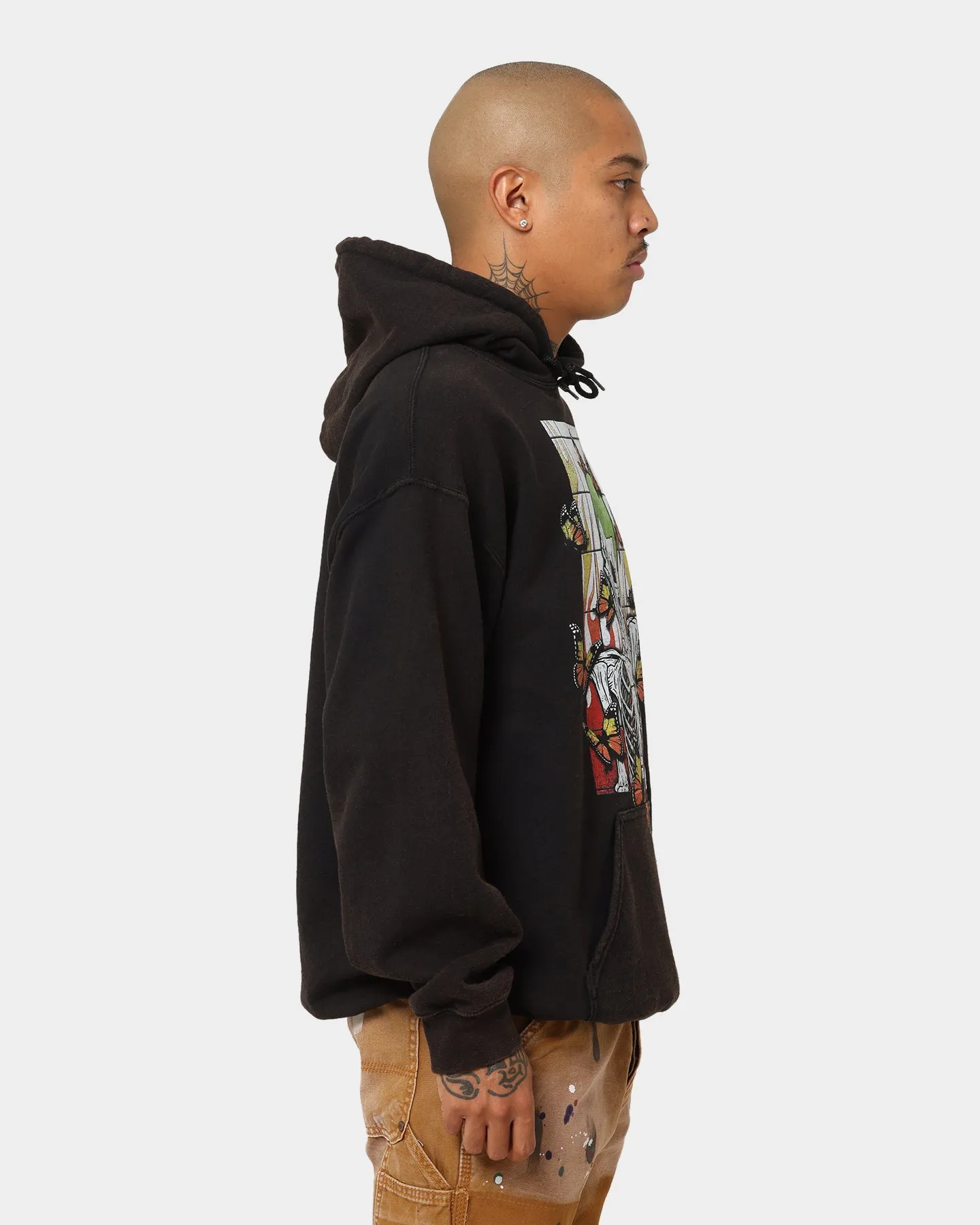 Everyday Comfort Fall Friendly Goat Crew Green Skeleton Hoodie Black Wash