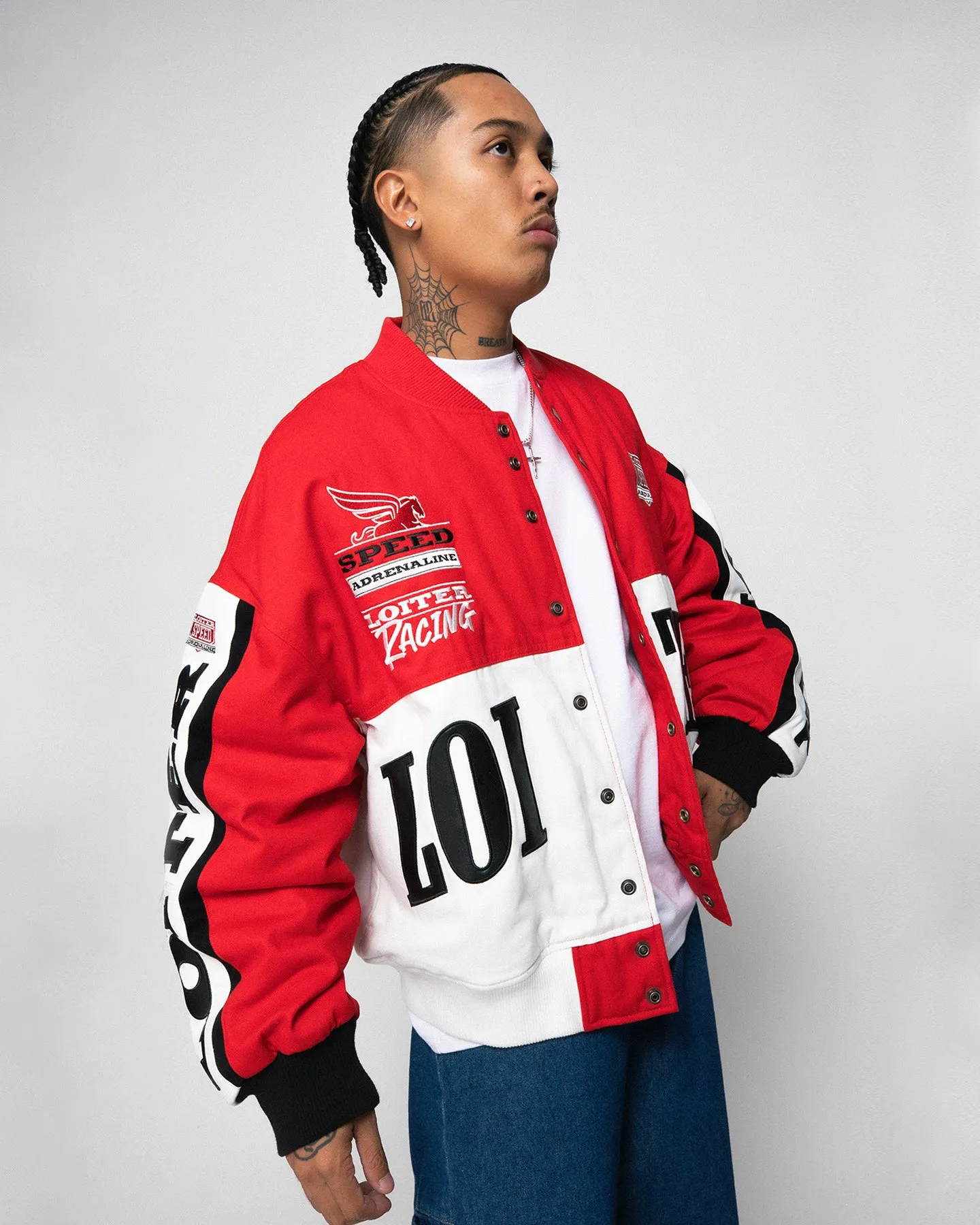 Summer Loiter Motor Sport Jacket Red/Off White