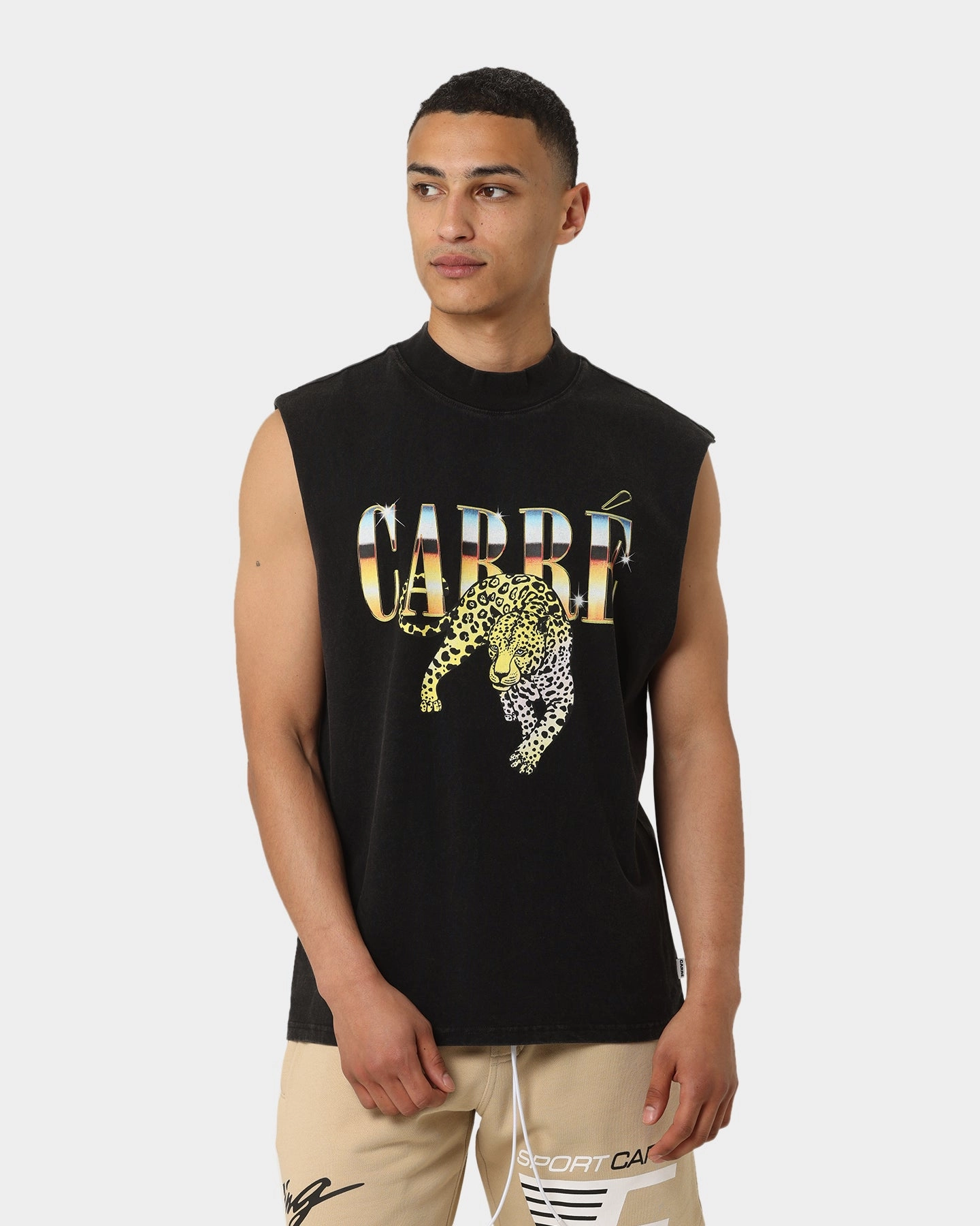 Trendy Casual Wear Carr?? Leo Retro Muscle T-Shirt Black