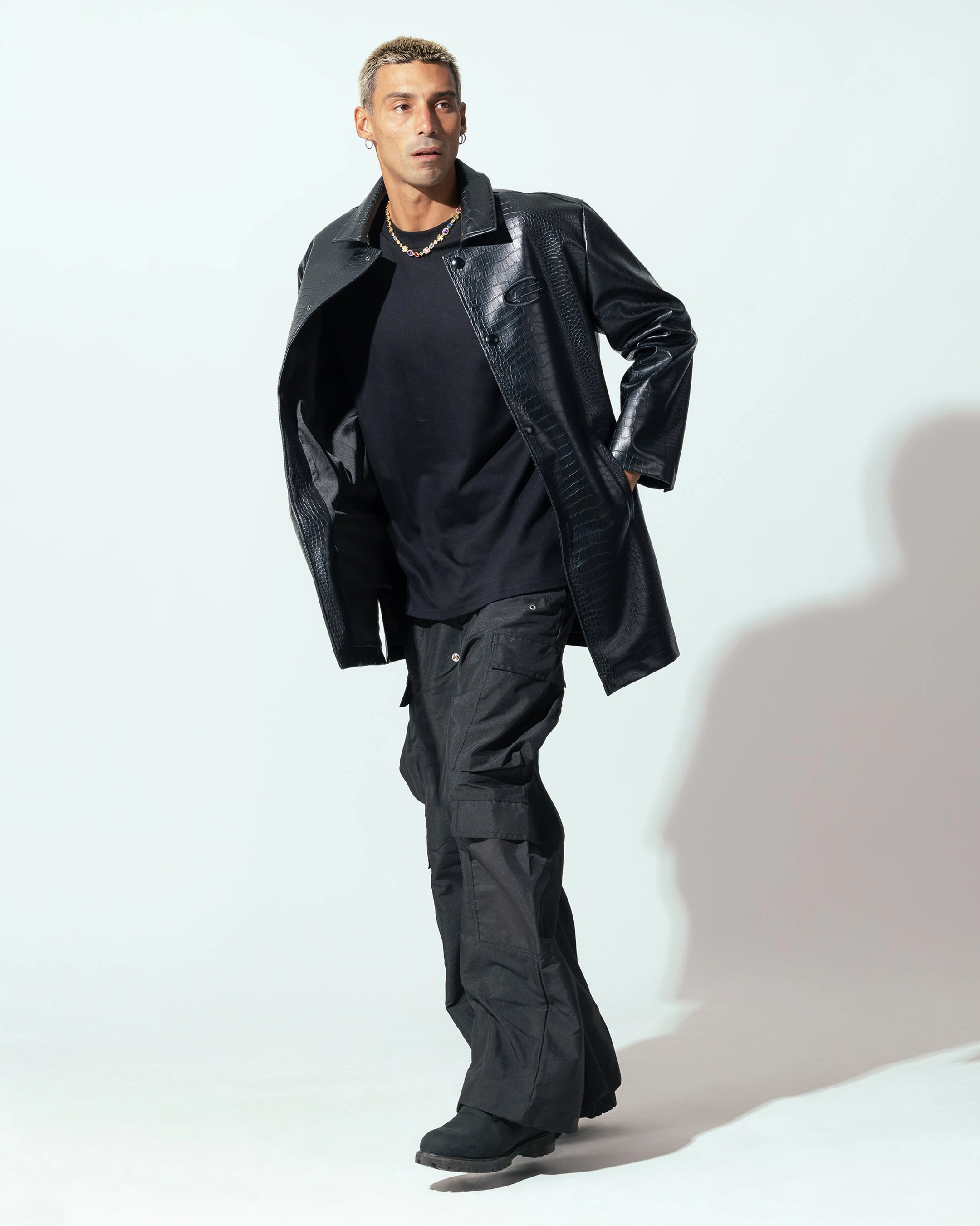 bag Polyfill Layer Integration Loiter Atmosphere Trench Coat Black