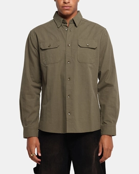XXIII Slub Overshirt Khaki Checkered Print