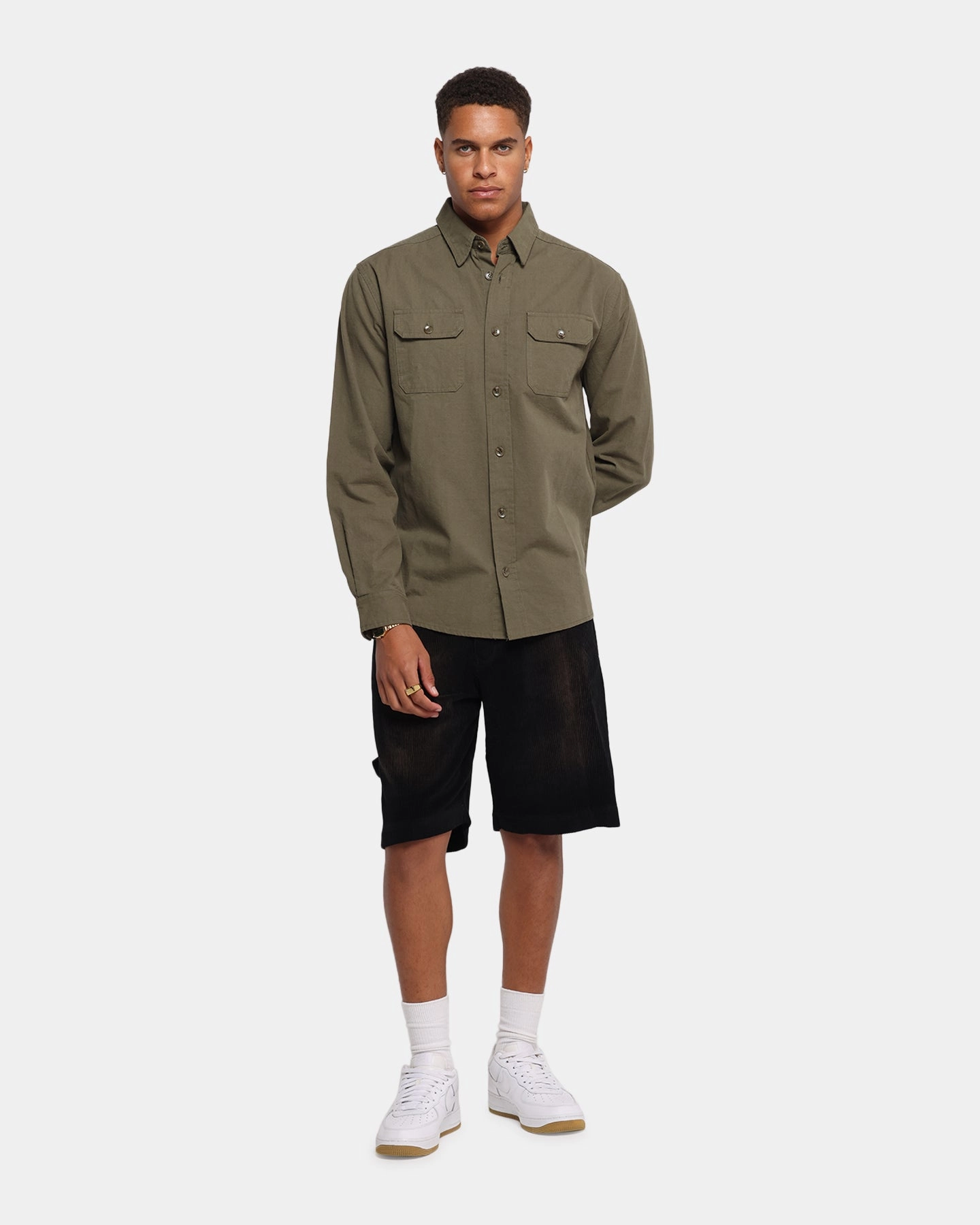 XXIII Slub Overshirt Khaki Pocket Detailing Relaxed Comfort