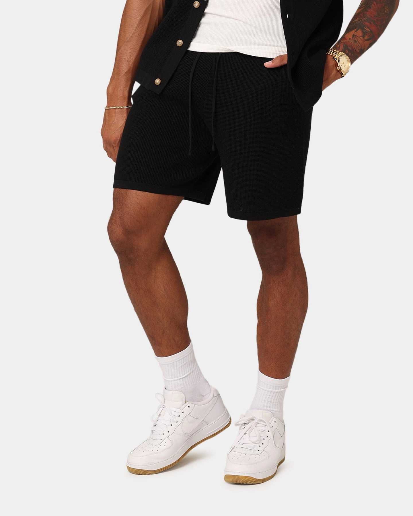 XXIII Zyair Knit Rib Shorts Black Abrasion Resistant Surface ReflectiveAccents