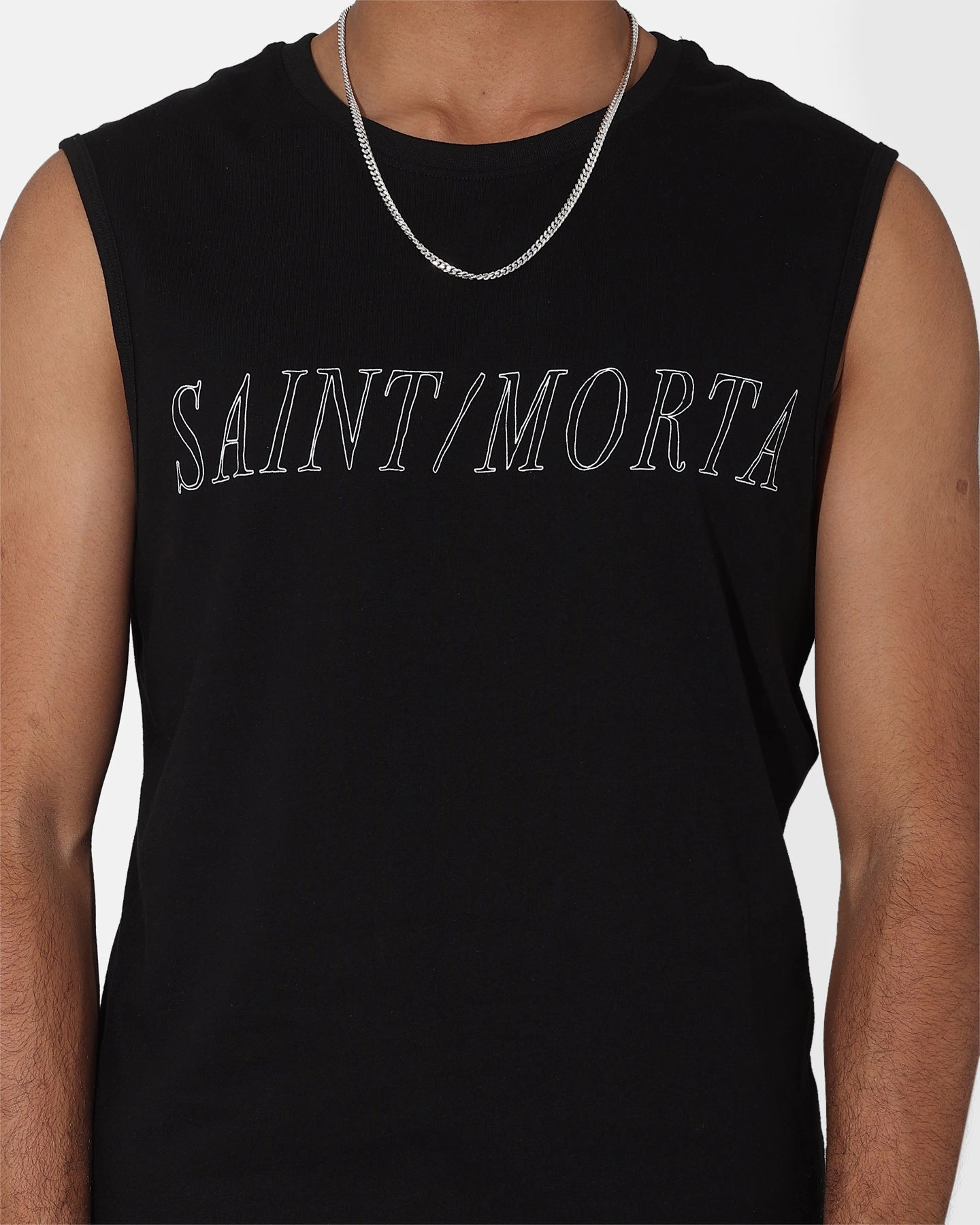 Athletic and Cool Quality Comfort Saint Morta Origins Muscle T-Shirt Black/White