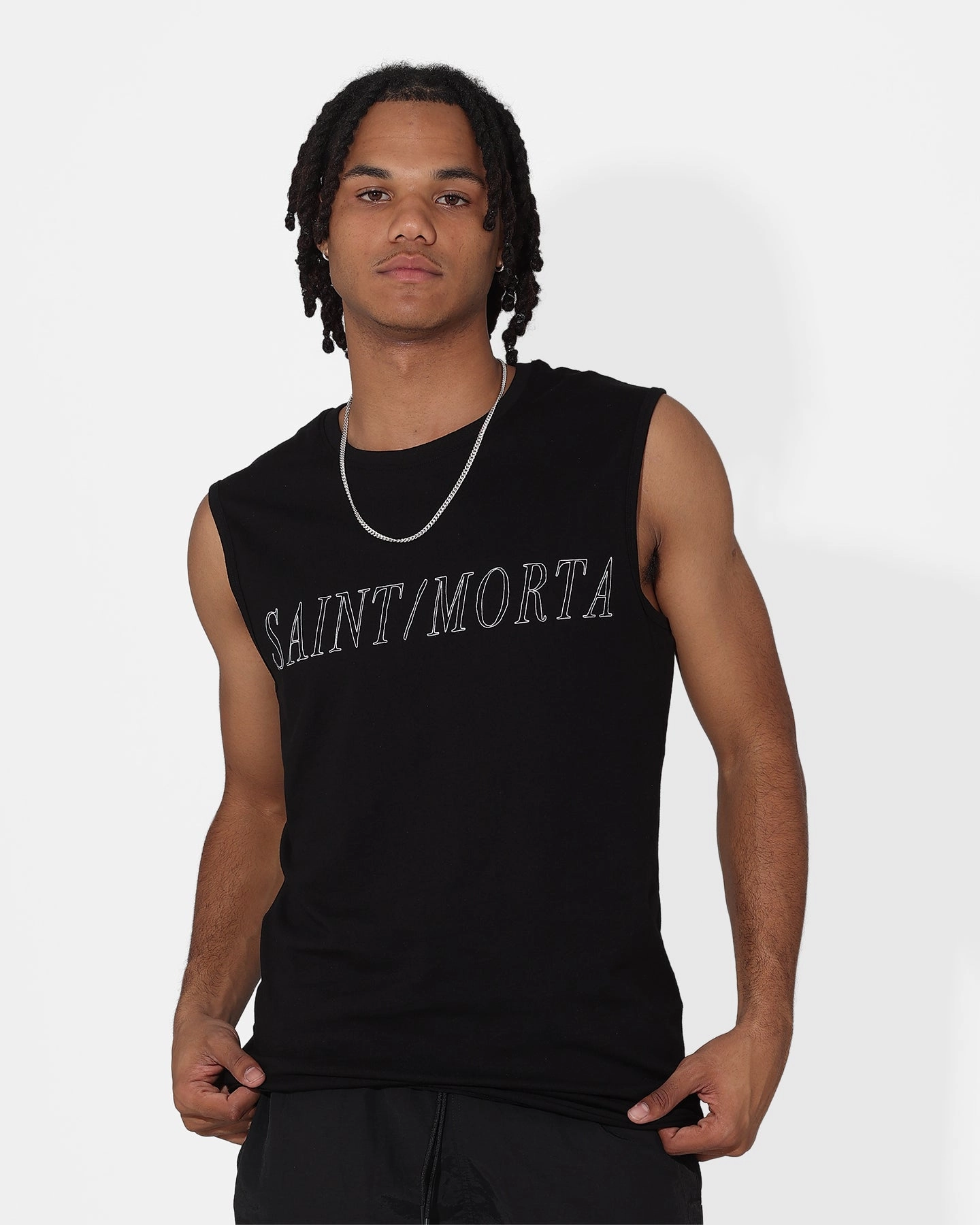 Saint Morta Origins Muscle T-Shirt Black/White RecycledBlend FlexibleCollarOptions