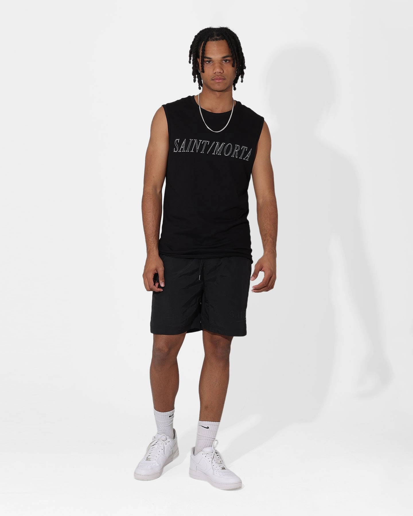 Comfy Casual Stylish Fit Saint Morta Origins Muscle T-Shirt Black/White