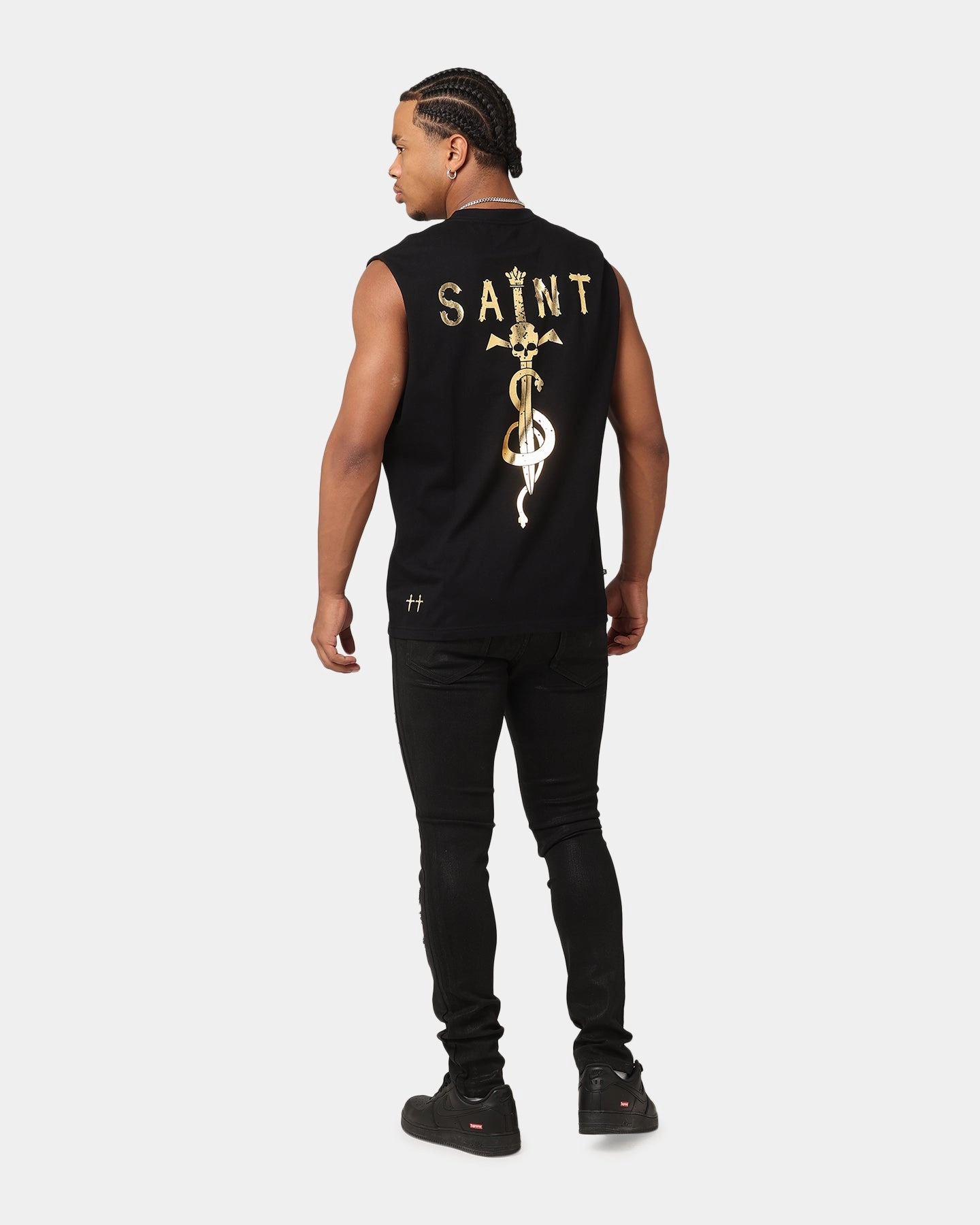 Saint Morta Daggers Oversized Muscle T-Shirt Black/Gold Versatile Layering Piece Seasonal Must-Have