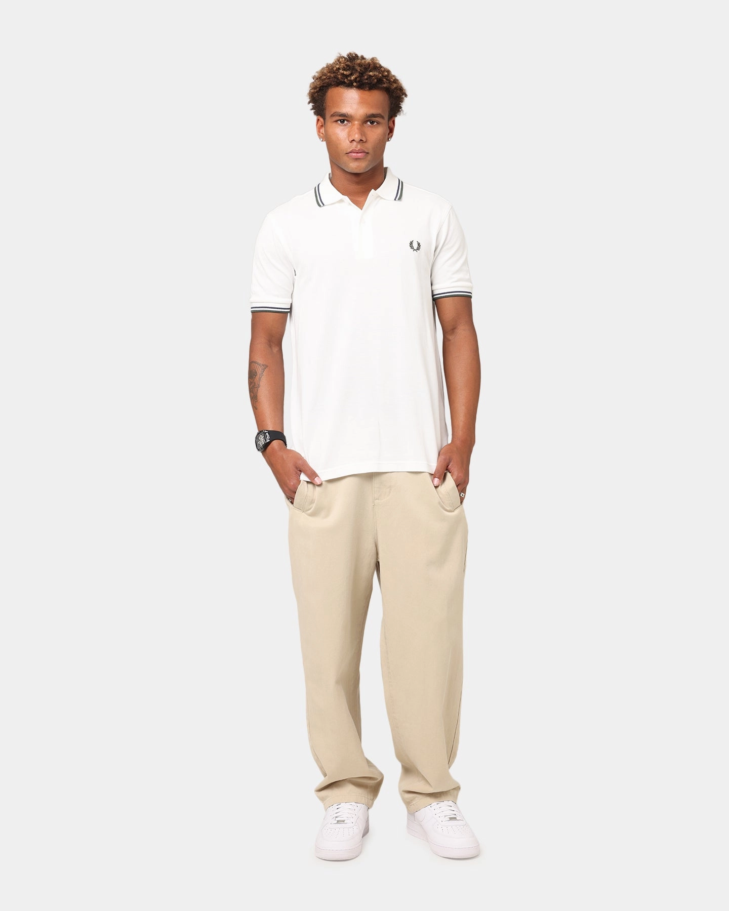 Urban Explorer Subtle ToneOnTone Stitching Fred Perry Twin Tipped Polo Shirt Snow