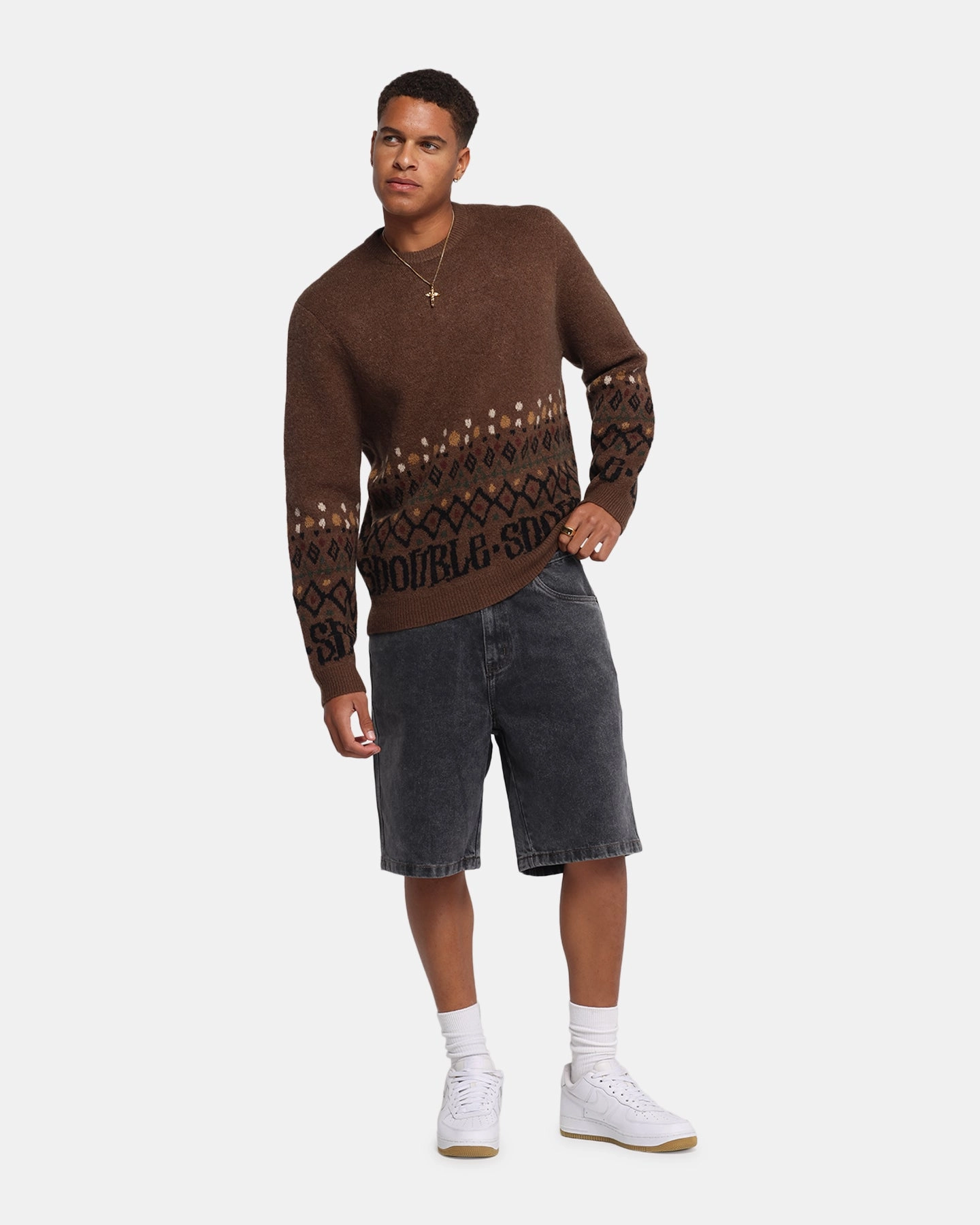 High Durability Weave RollUpFasten S Double Denim Standard Shorts Faded Black