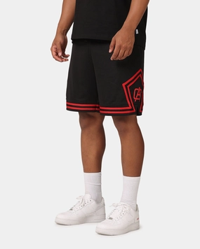 Carre Fold Mesh Basketball Shorts Black/Red Wide-leg cut