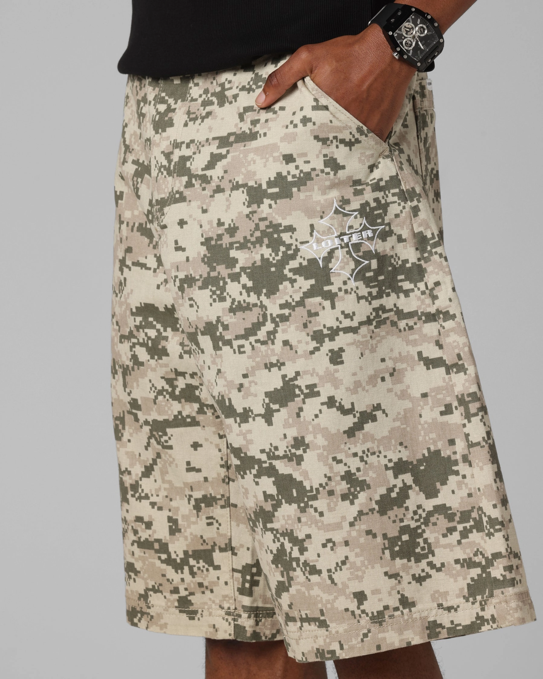 Loiter F-16 Denim Jorts Digi Camo Comfort Wear clean design