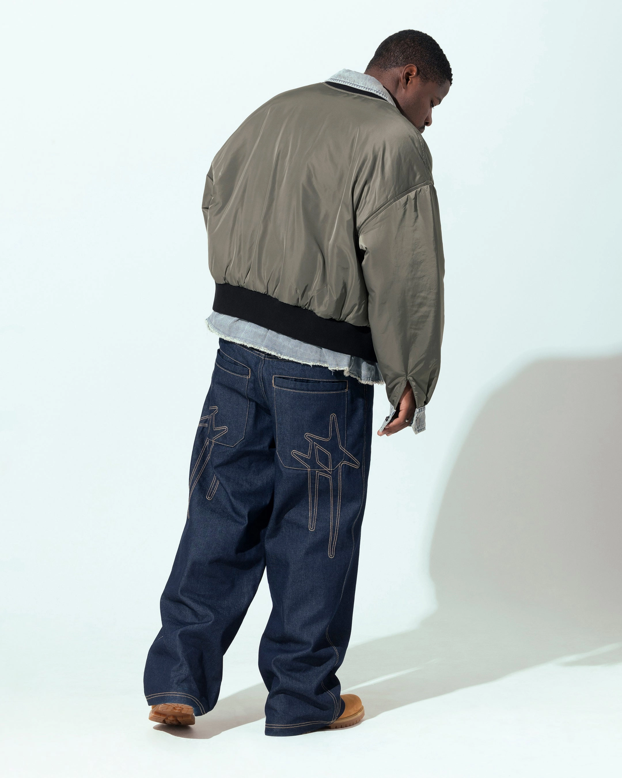 Highlighter Loiter Shadow Layered Bomber Jacket Khaki