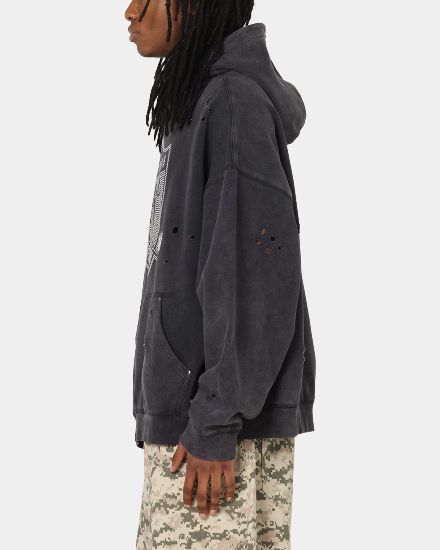 Mitchell & Ness Las Vegas Raiders Distressed Rhinestone Logo Hoodie Faded Black Urban Fresh