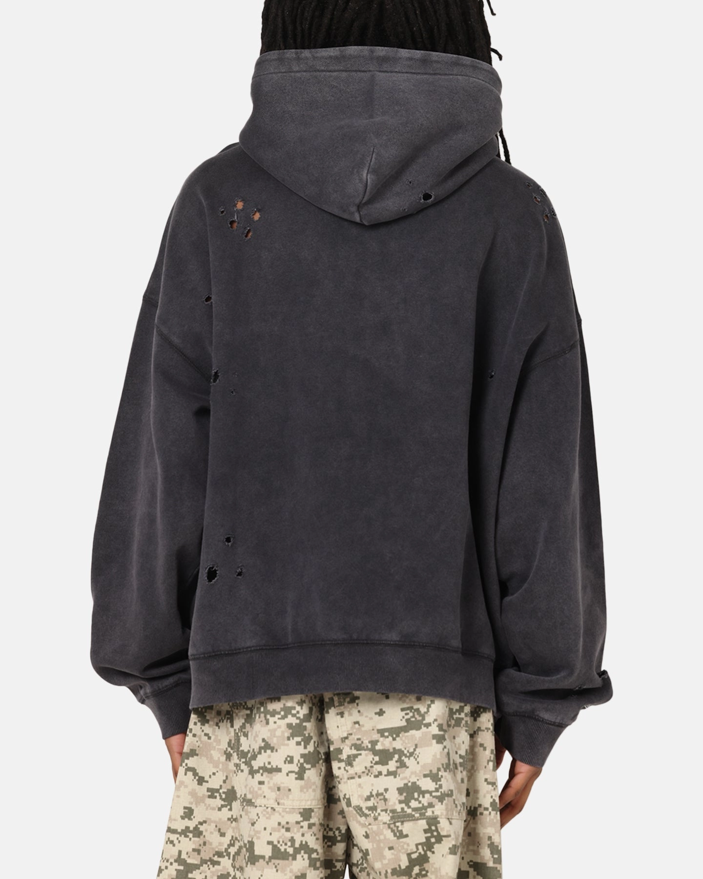 Modern Silhouette Mitchell & Ness Las Vegas Raiders Distressed Rhinestone Logo Hoodie Faded Black