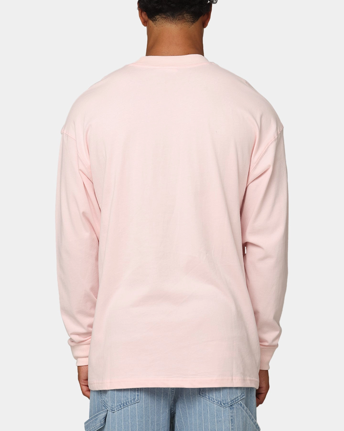 Carre Global Oversized Long Sleeve T-Shirt Pink Essential Layer Double Stitched Hem
