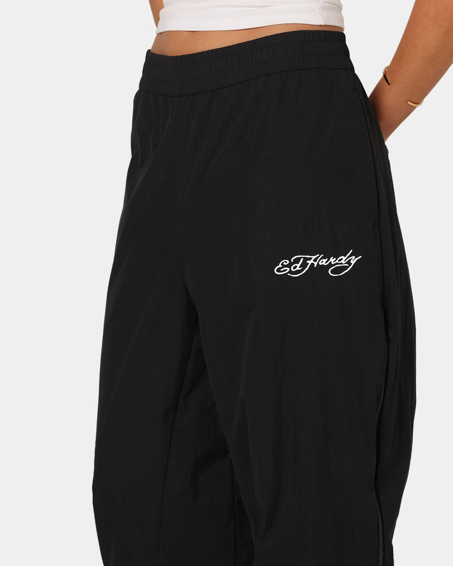 FlexibleKneePanels Ed Hardy Zip Track Pants Black