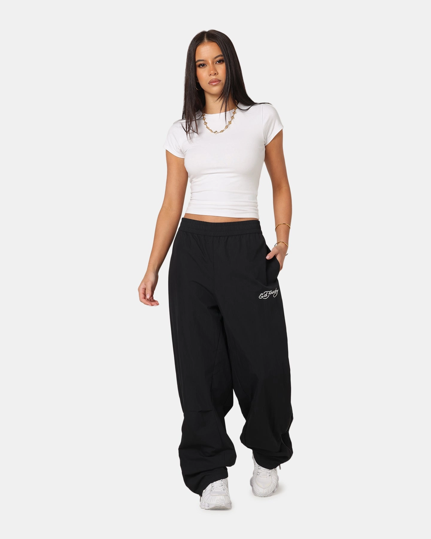 Ed Hardy Zip Track Pants Black Fade Resistant Dye Comfy Waistband