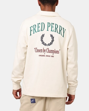 ShrinkageControl Process Fred Perry Embroidered Champion Collared Sweatshirt Ecru
