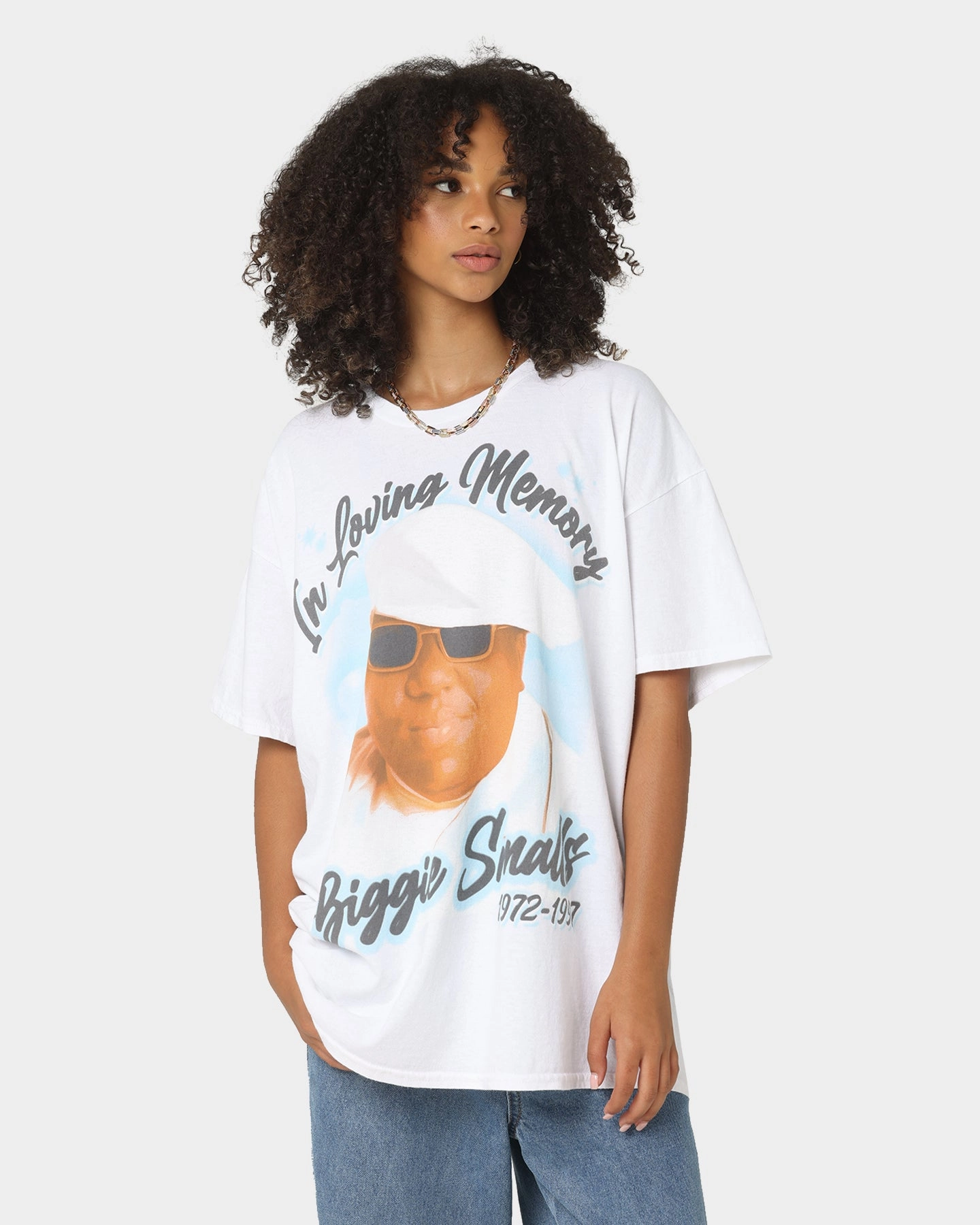 Notorious B.I.G Biggie Airbrush T-Shirt White NonIrritatingTags Versatile Fashion