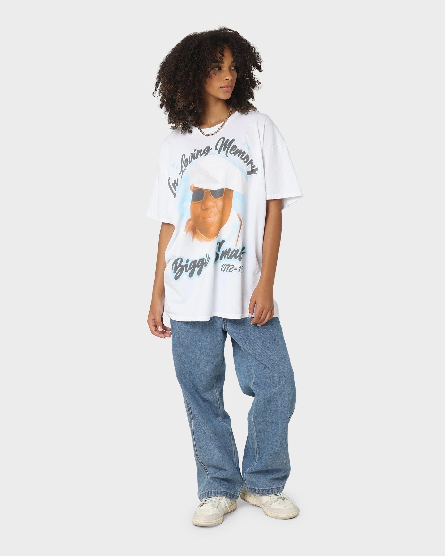 Snug fit Casual Comfort Notorious B.I.G Biggie Airbrush T-Shirt White