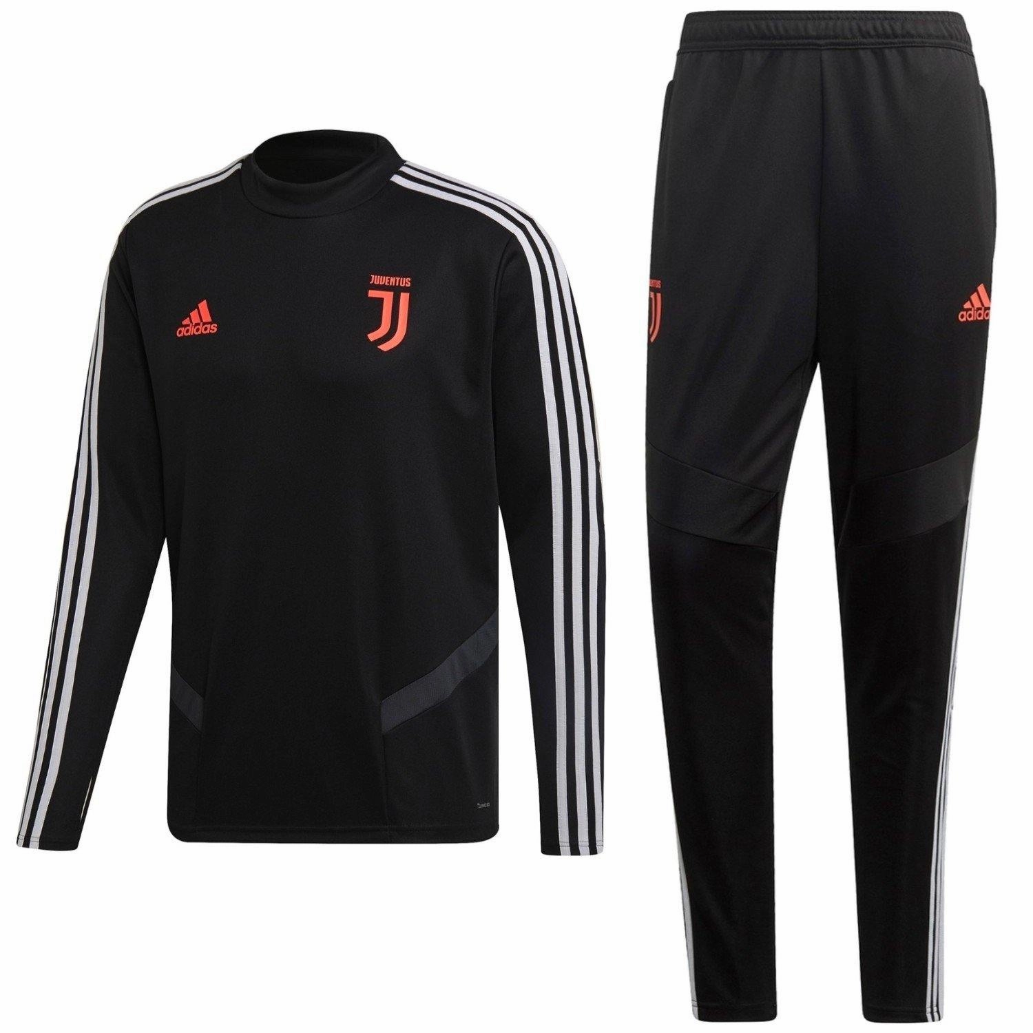 Juventus Soccer black technical training tracksuit 2019/20 - Adidas Striped designs