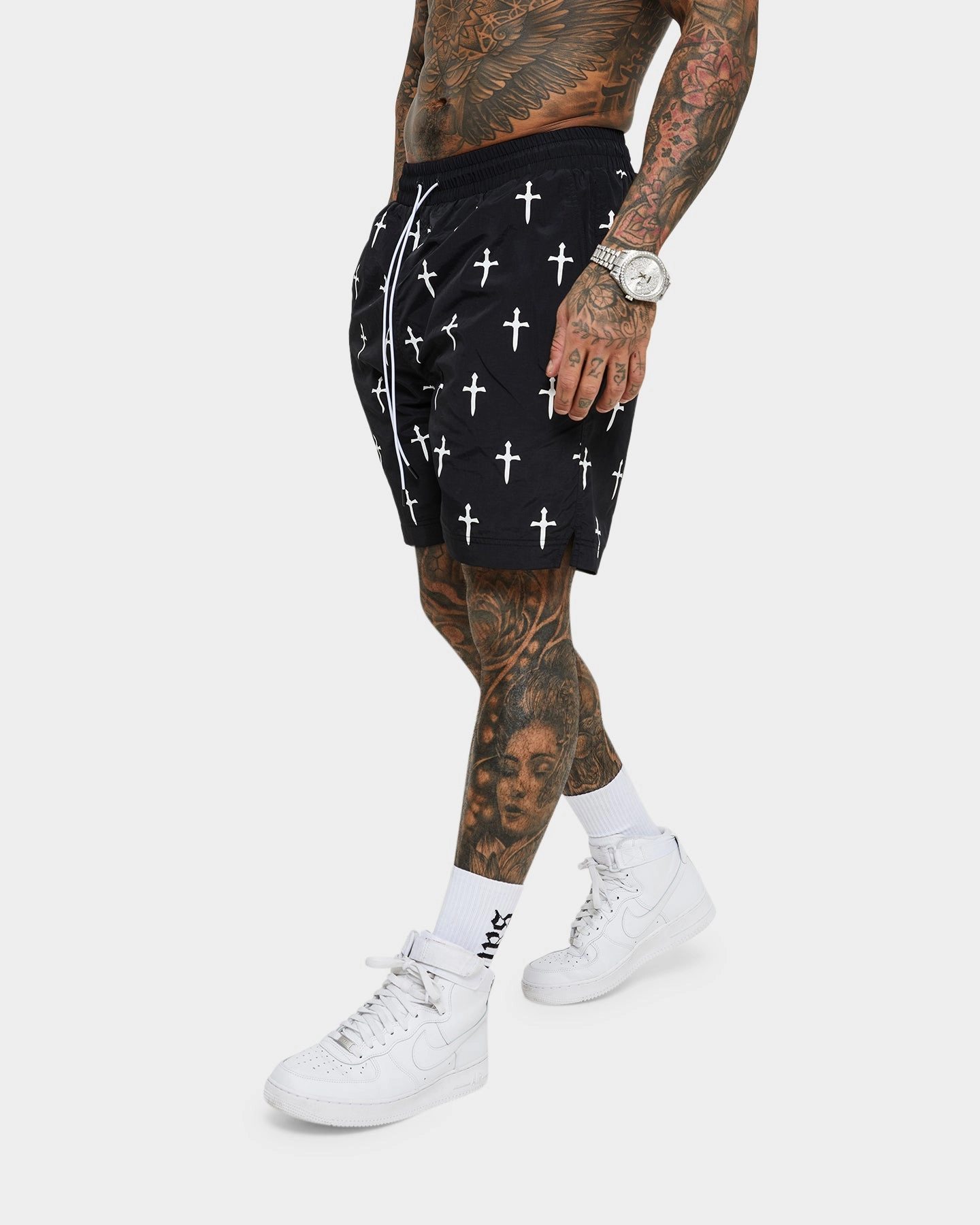 Saint Morta Daggers Shorts Black beach volleyball gear Wear Resistant Fabric