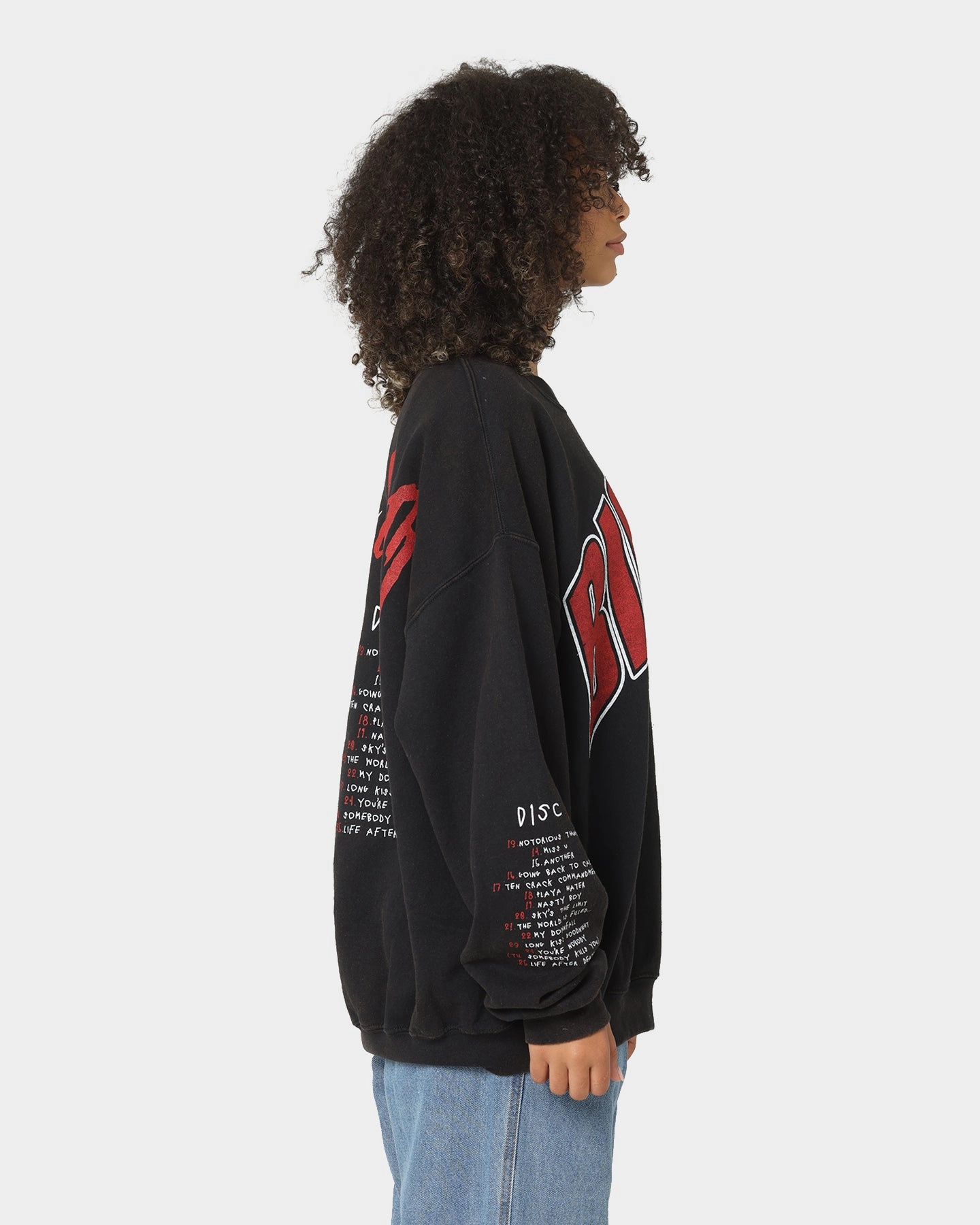 Notorious B.I.G Biggie Tracklist Crewneck Black Weekend Comfort Wear Versatile Style Trend
