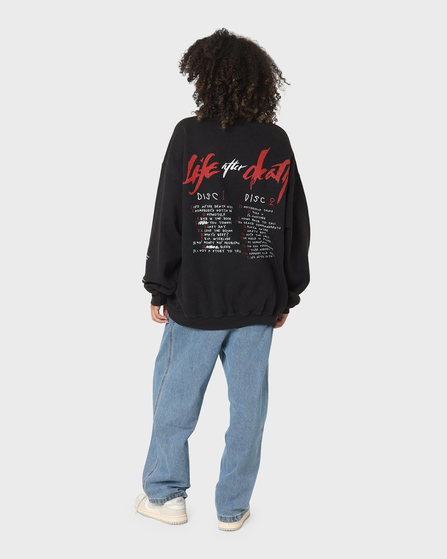 Notorious B.I.G Biggie Tracklist Crewneck Black Outdoor Ready