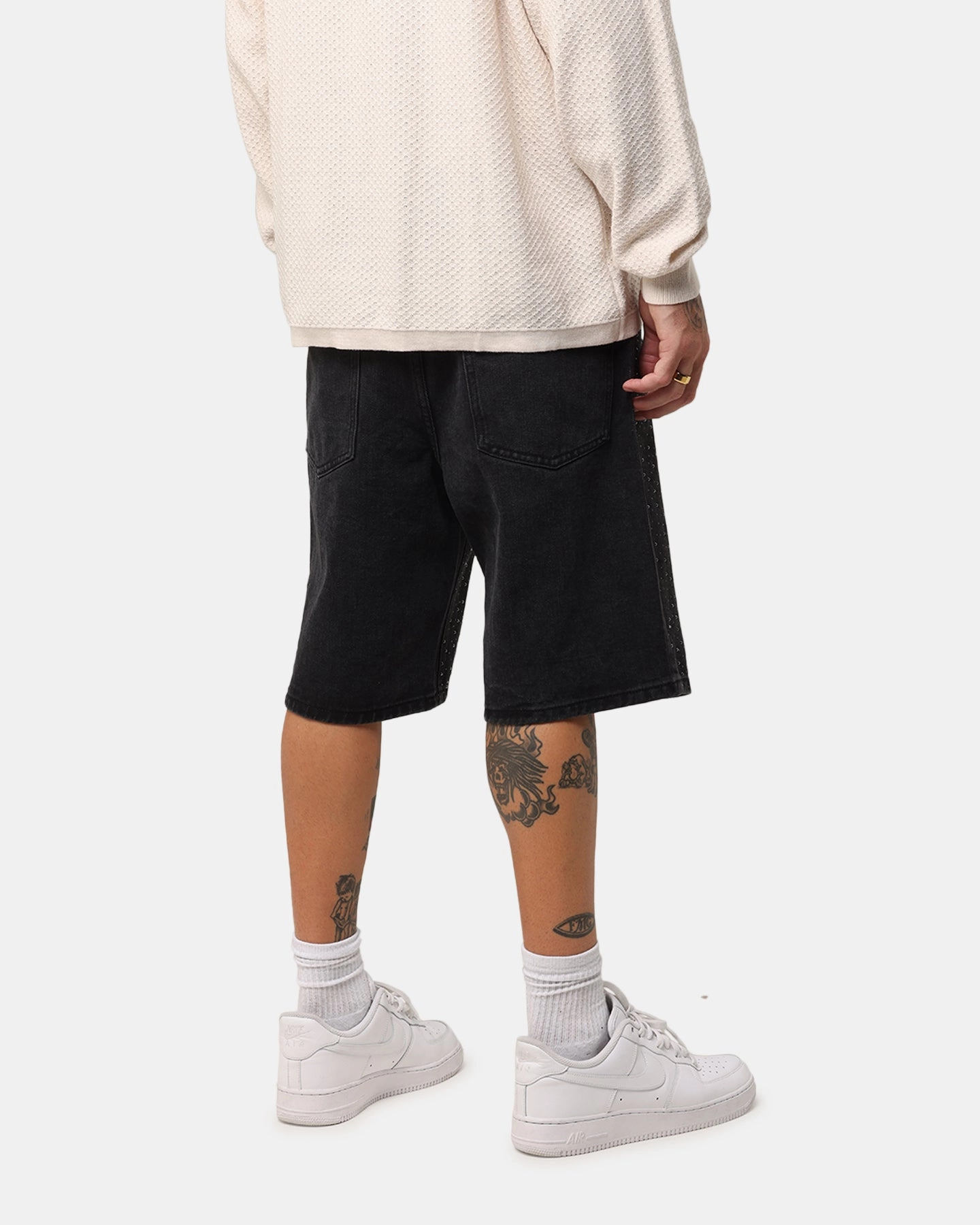 Cargo shorts Flexible Gusset Design XXIII Diamond Buckle Back Jorts Black