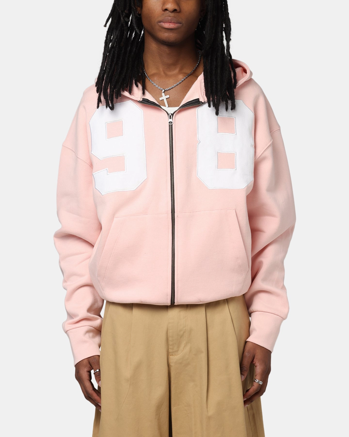 Stretchable floral Loiter Cosmos Zip Hoodie Pink