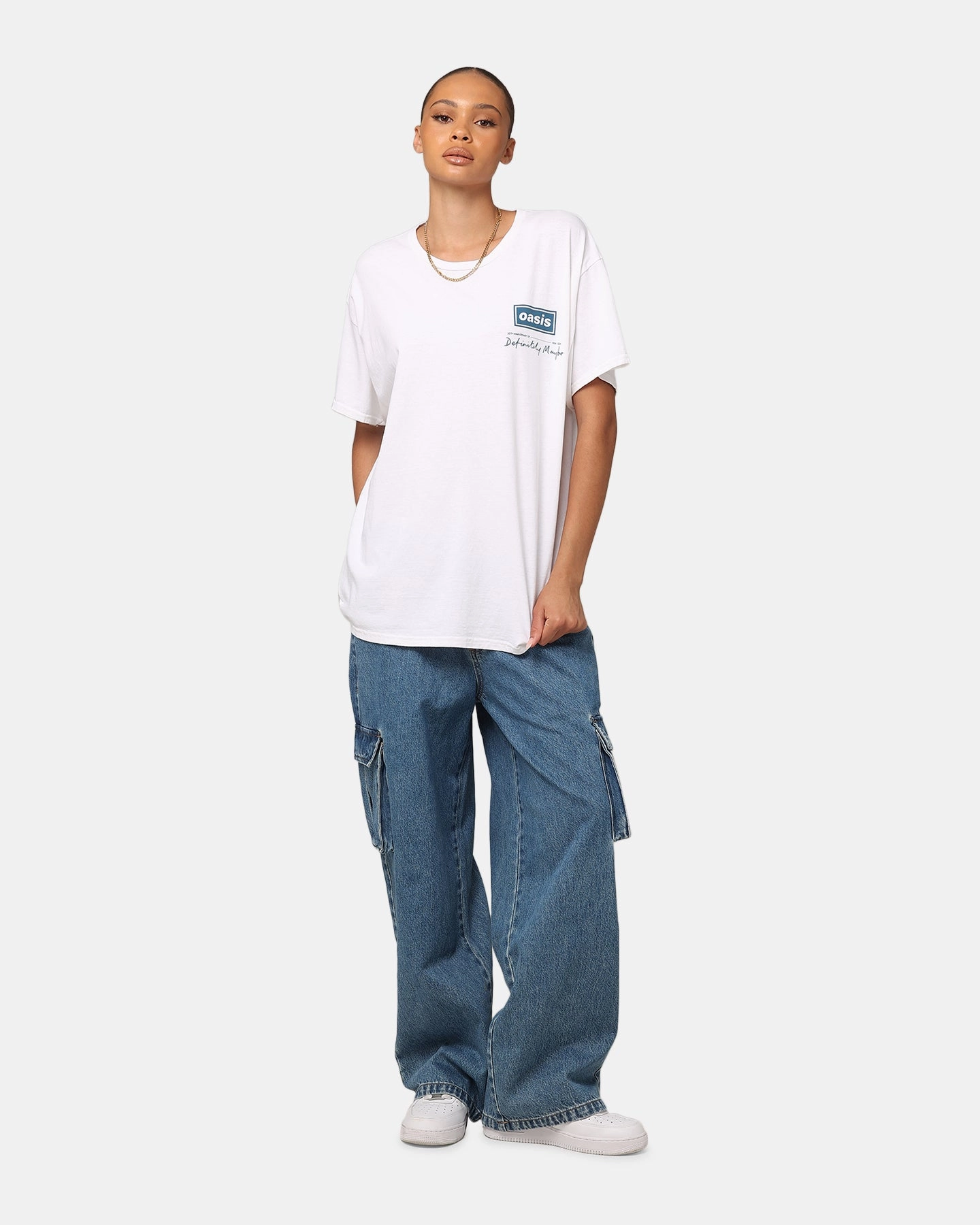 Raw Hem Finish Oasis Definitely Maybe T-Shirt White Vintage