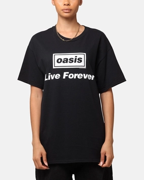 Oasis Live Forever T-Shirt Black Chic Style Trend Perfect Wear