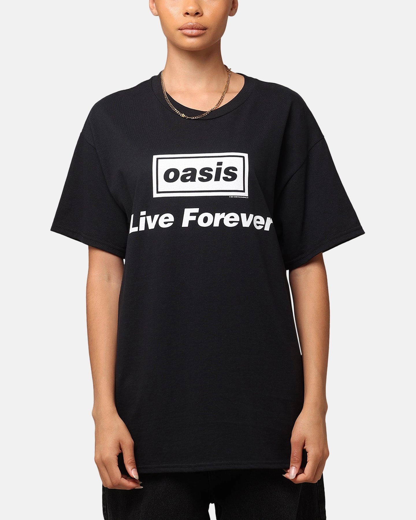 Oasis Live Forever T-Shirt Black Chic Style Trend Perfect Wear
