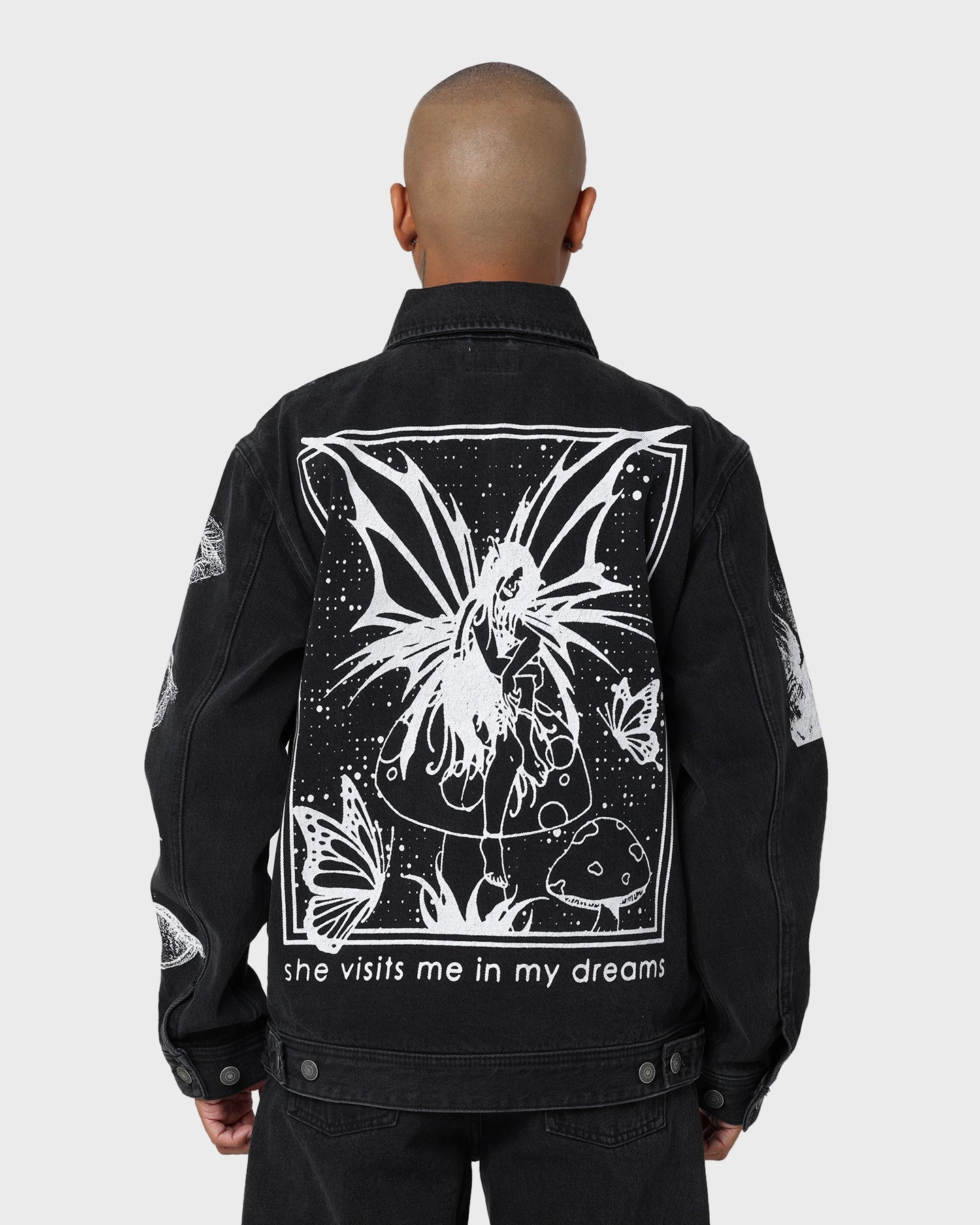 Obey Obey Dreams Denim Jacket Dusty Black Investment Compression Fold Design