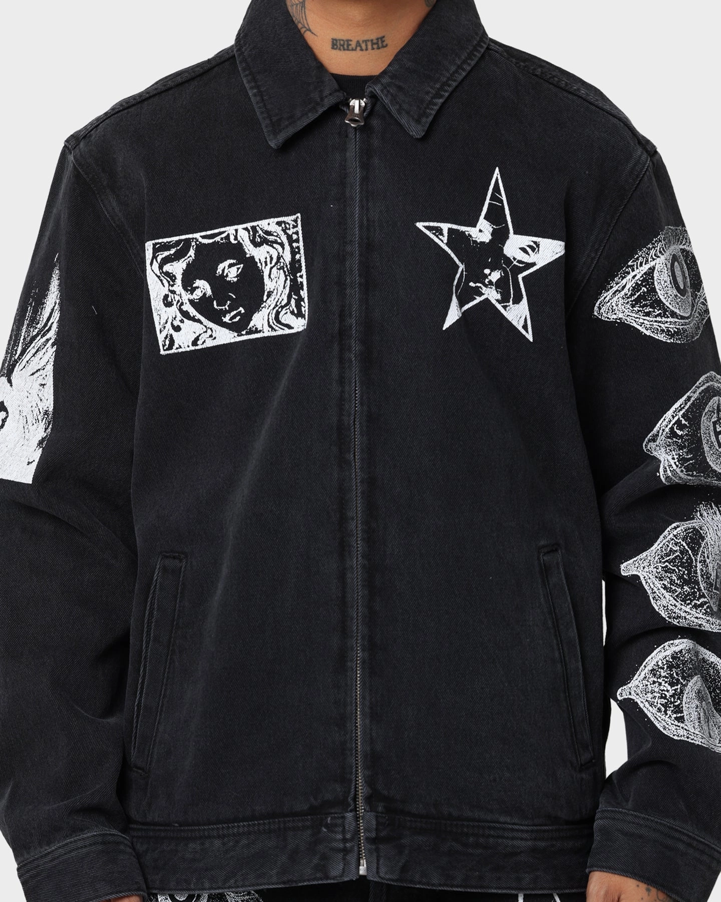 Obey Obey Dreams Denim Jacket Dusty Black Interchangeable Collar System