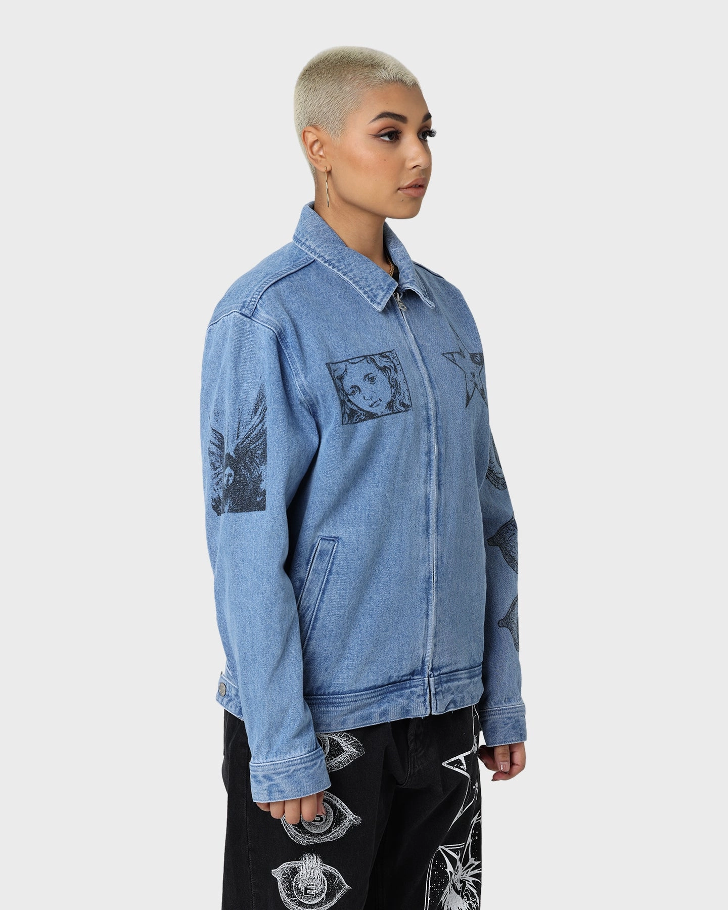 Give Breathable Obey Obey Dreams Denim Jacket Light Indigo