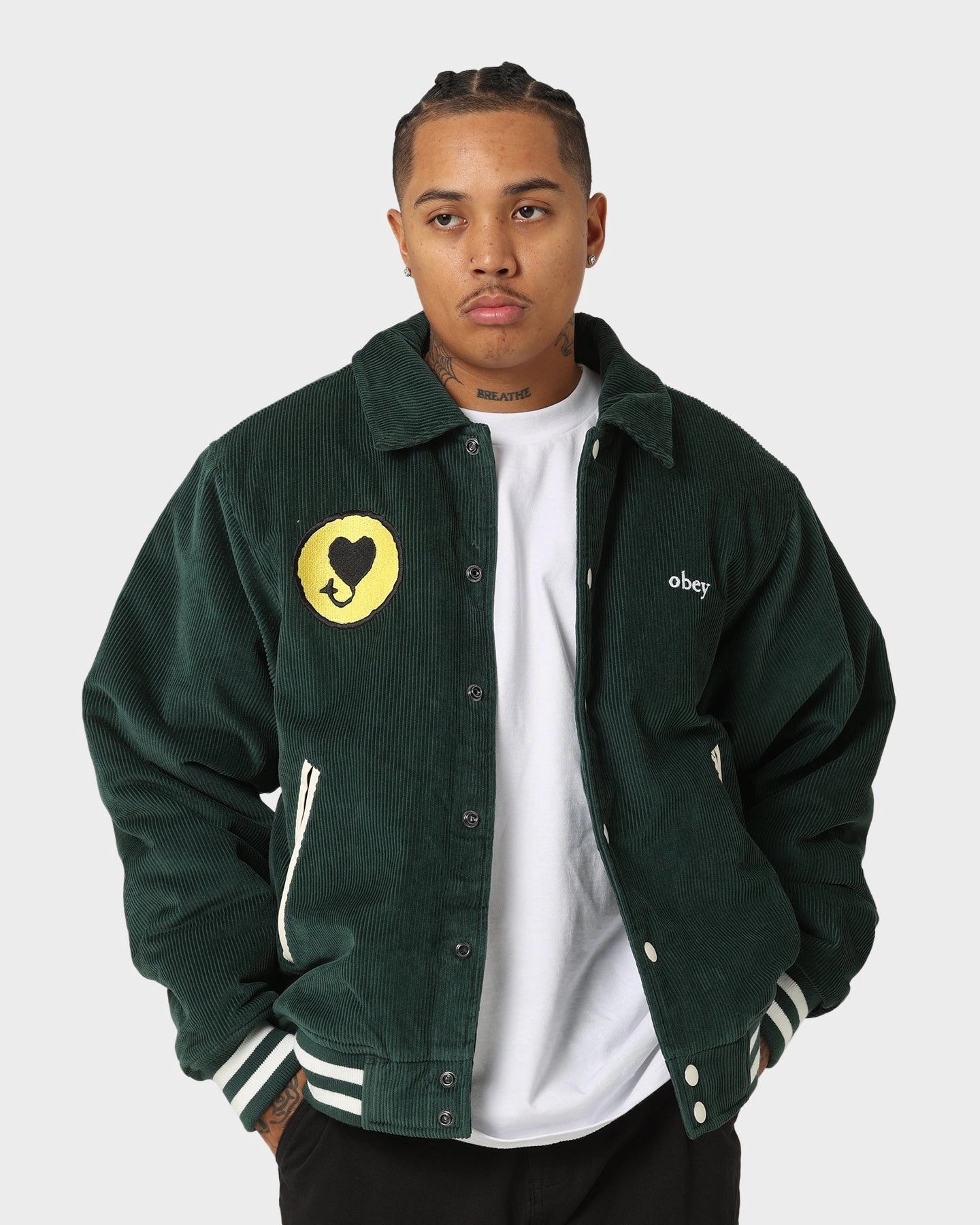 Obey Unwound Corduroy Jacket Dark Cedar Notice non adjustable