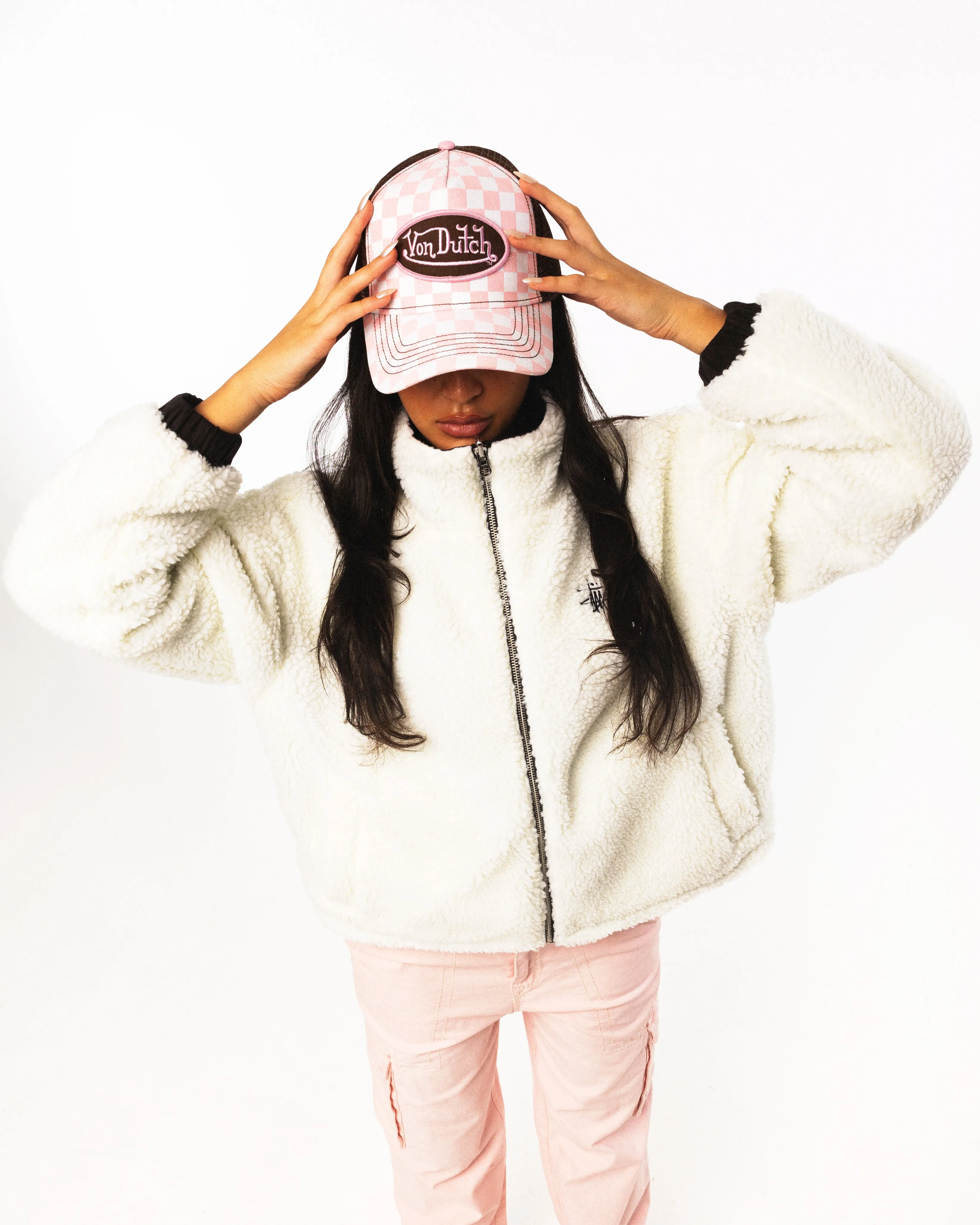 Protective Padding Stussy Women's Reversible Work Sherpa Jacket Black/White