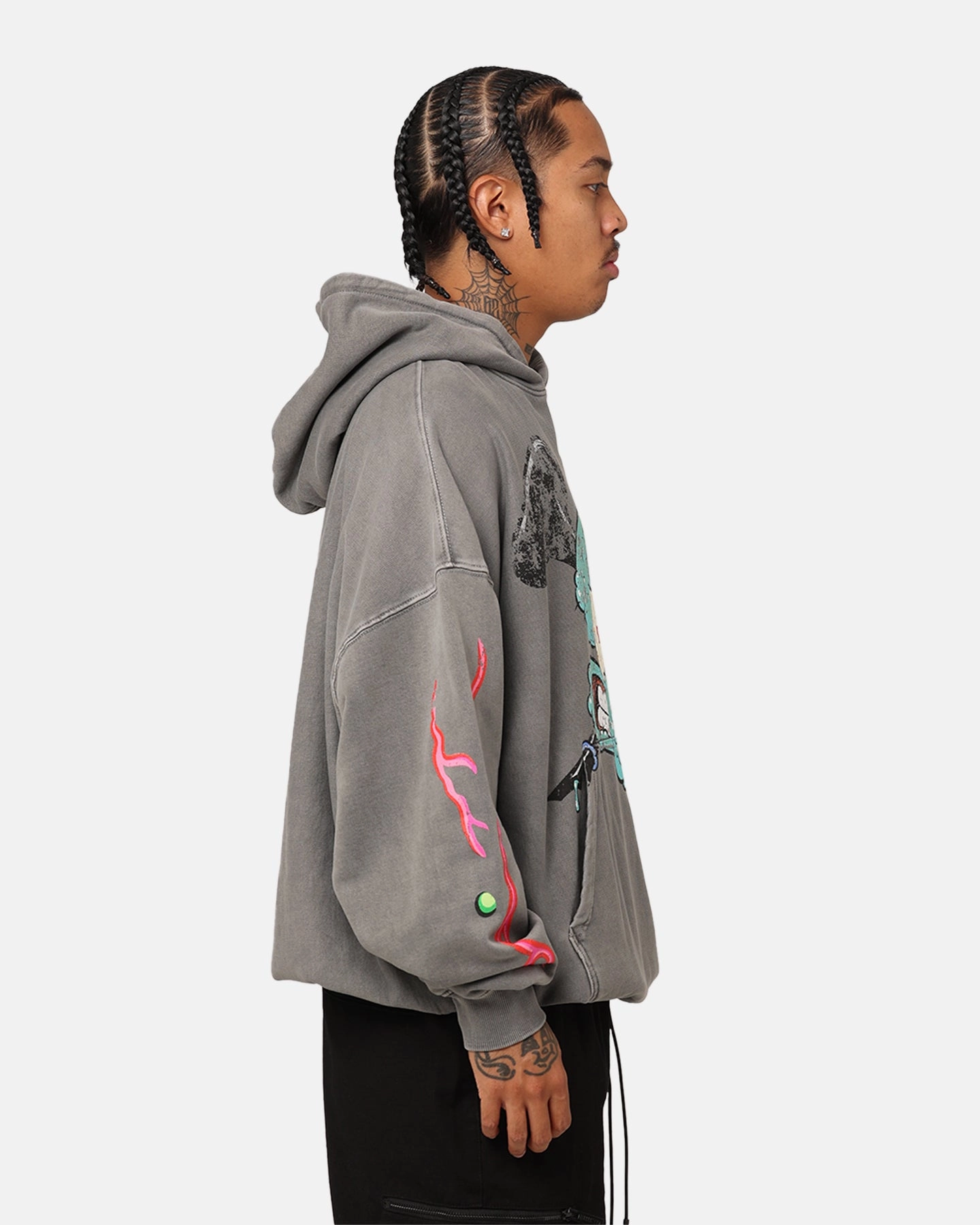 American Thrift X Spongebob Squarepants Squidward Hoodie Washed Charcoal Wrap